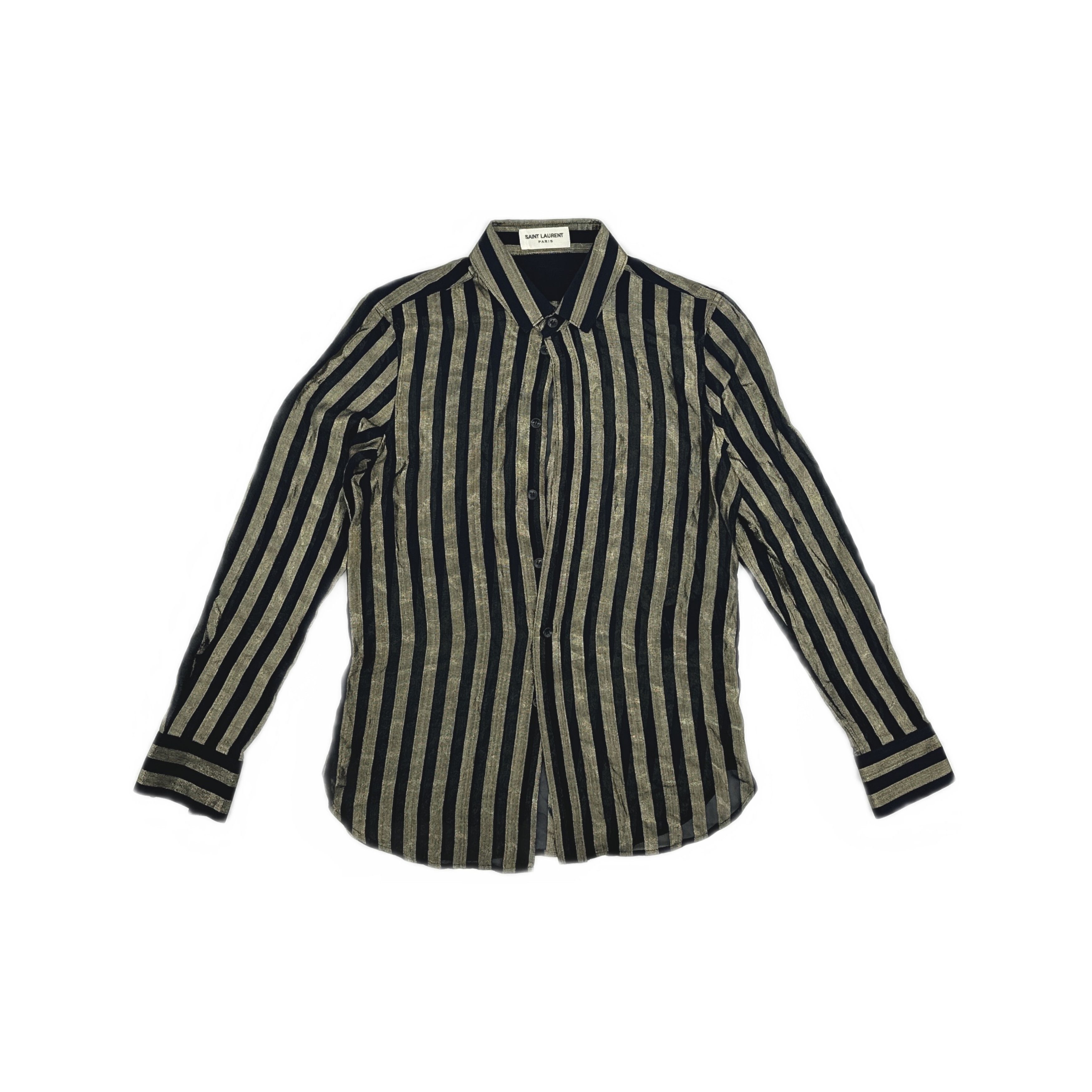 Saint Laurent Paris Saint Laurent Gold Stripe Button Up Shirt Size 34 Size XS / US 0-2 / IT 36-38 - 1 Thumbnail