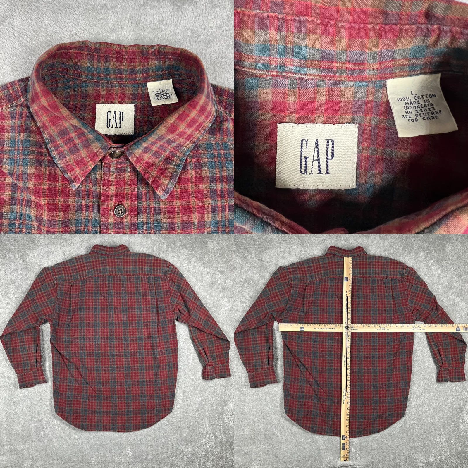 Gap Gap Button-Up Shirt Mens L Long Sleeve Plaid Flannel Red Multicolor Pocket Casual Outdoor Fall Winter EUC Size US L / EU 52-54 / 3 - 8 Thumbnail