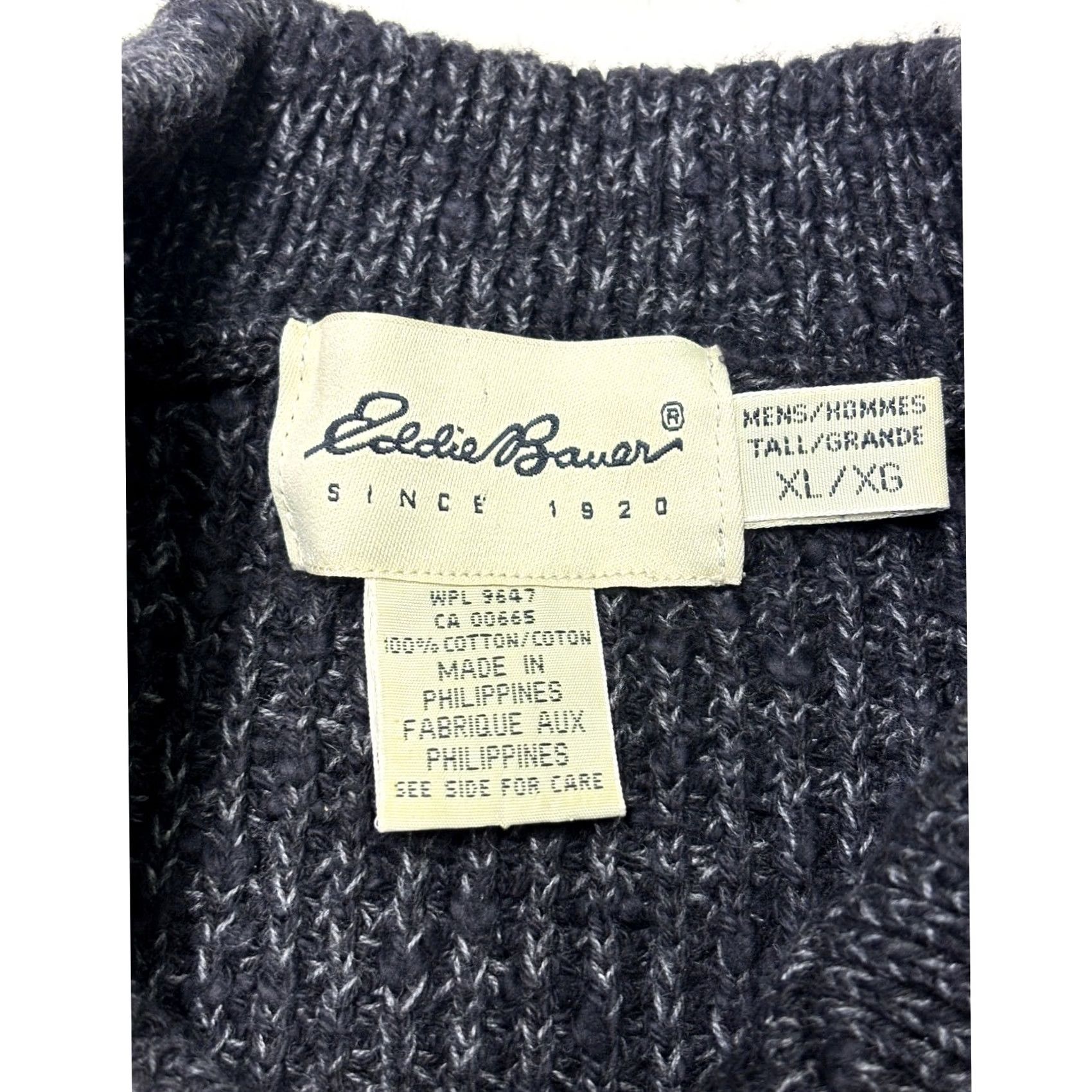 Eddie Bauer VINTAGE Eddie Bauer Sweater Mens XL Tall Gray Speckled Cotton Fisherman Knit Henley Size US XL / EU 56 / 4 - 2 Thumbnail