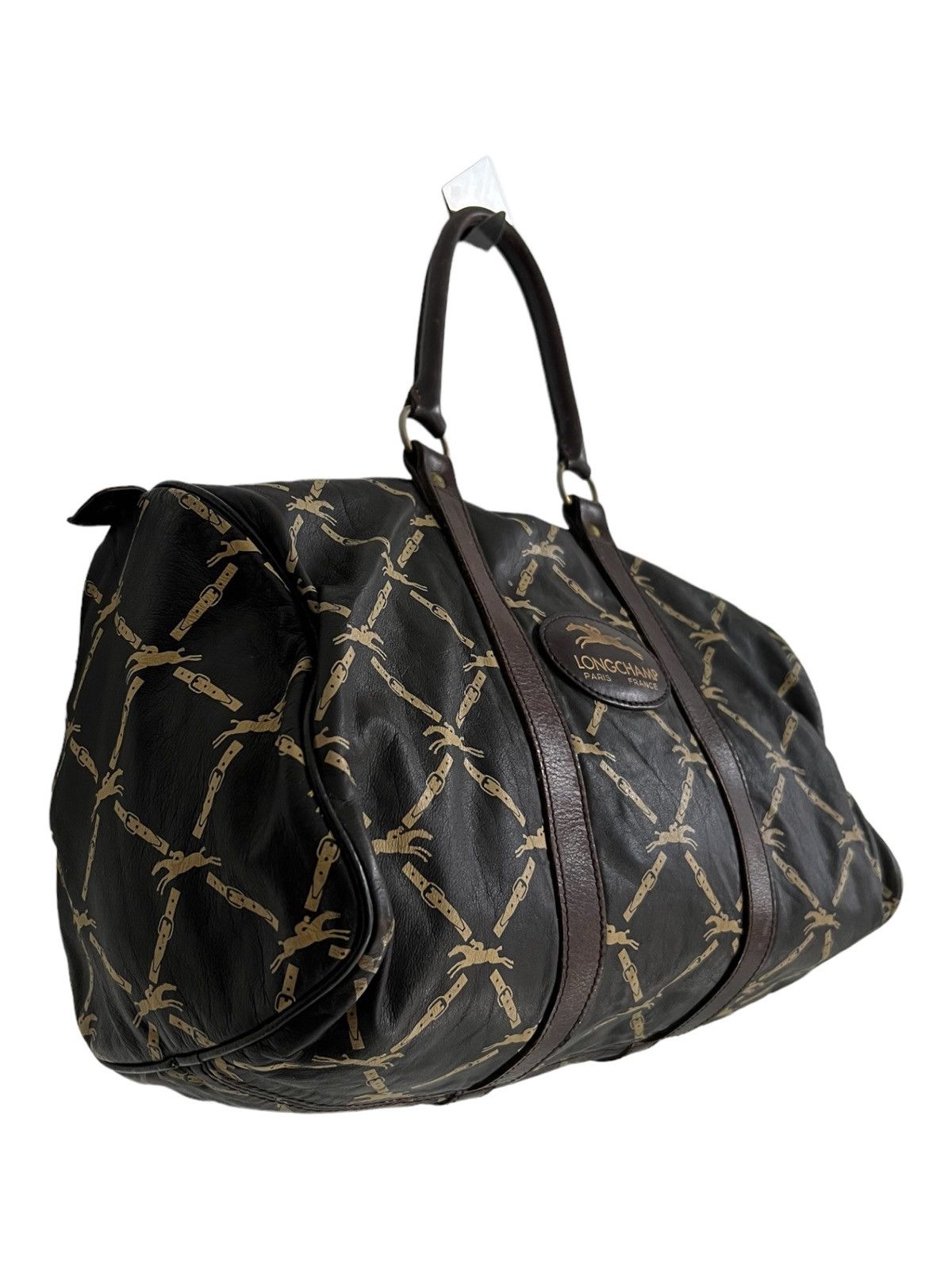 Genuine Leather × Longchamp × Vintage Vintage LONGCHAMP Boston Bag Riding Mark Jacquard Leather Size ONE SIZE - 7 Thumbnail