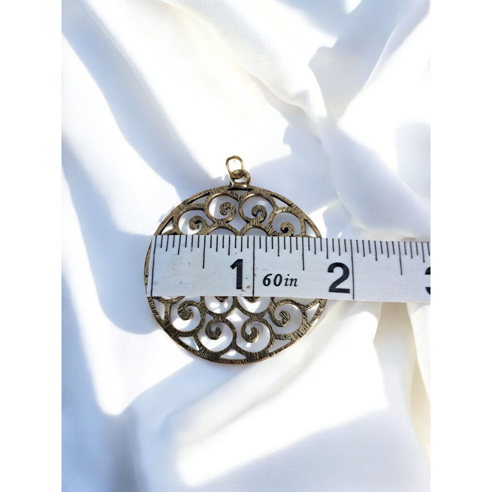 Other Antique-Style Filigree Metal Pendant—2" Round Size ONE SIZE - 3 Thumbnail