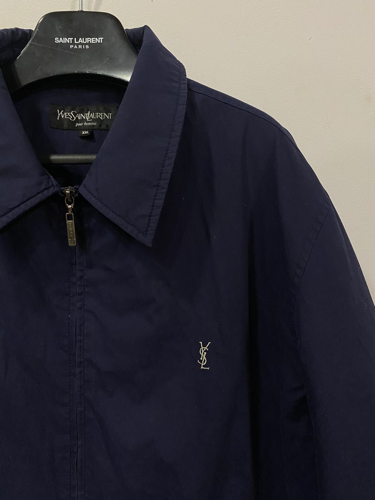 Warm YSL Jacket Navy Zip Up Collar Vintage y2k Bomber