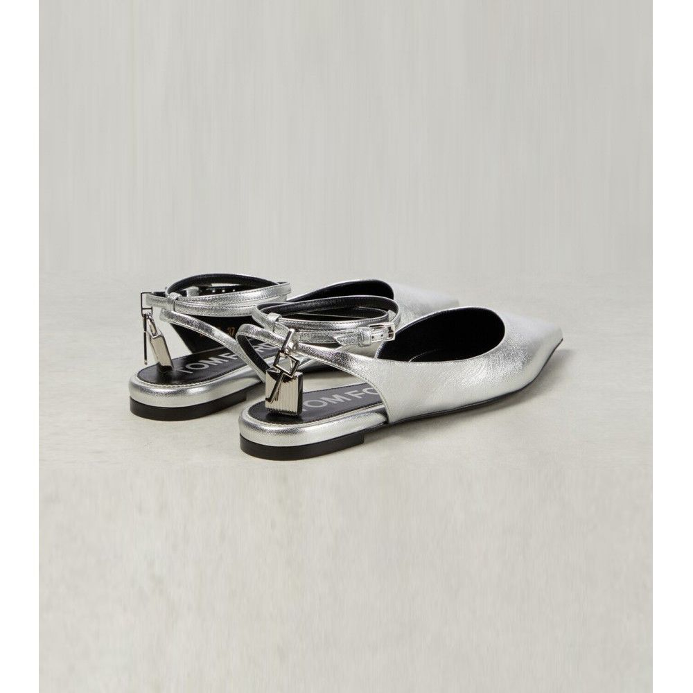 Tom Ford o1loc1c0924 W2963 Ballerinas Flats in Silver Size US 10 / IT 40 - 4 Thumbnail