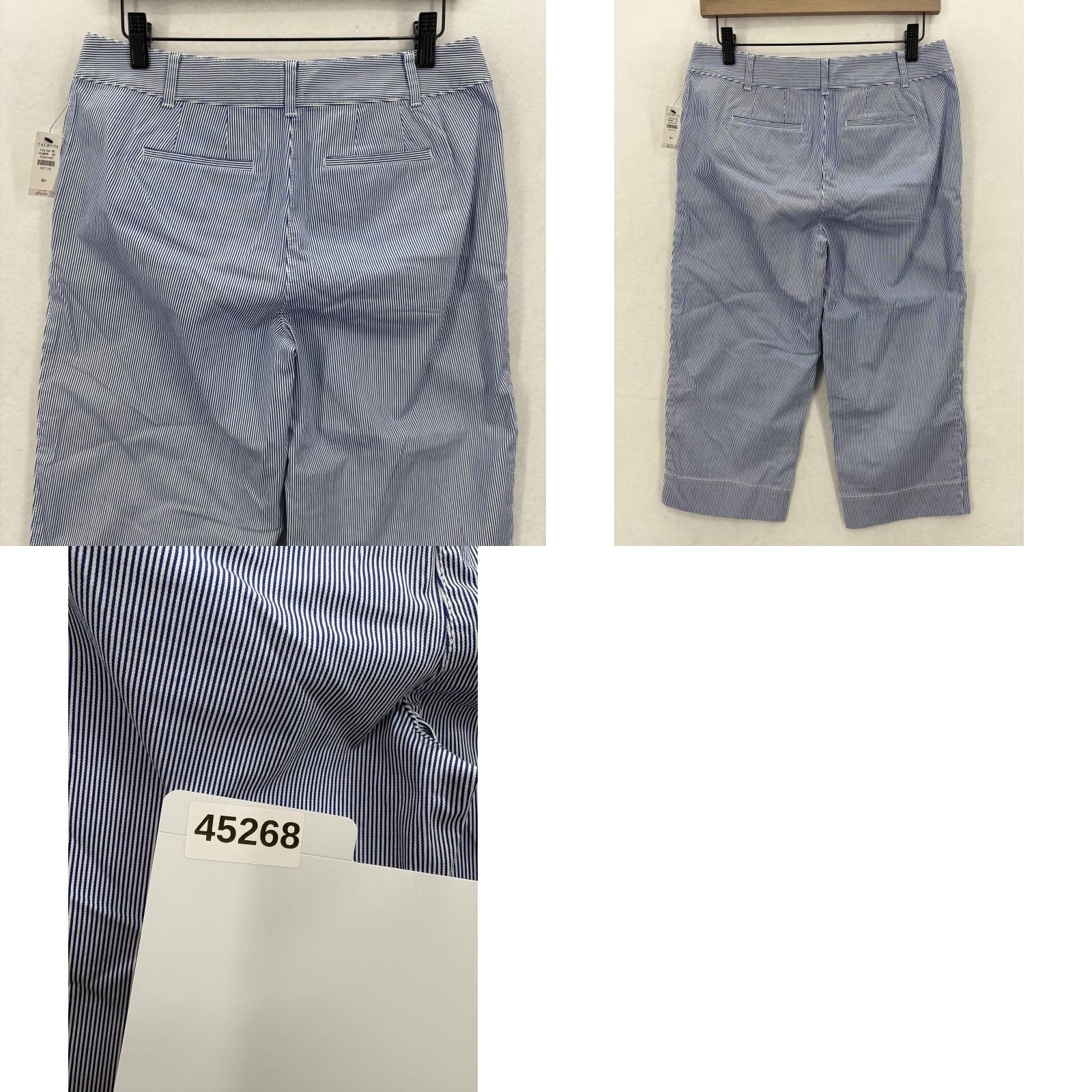 Talbots VINTAGE? No. Use exact: Talbots Pants Womens 4P Blue White Wide Crop Capri Petite Stripe Stretch Preppy Size 27" / US 4 / IT 40 - 9 Thumbnail