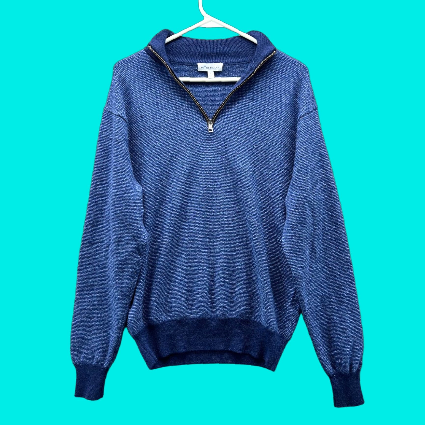 Peter Millar VINTAGE Peter Millar Sweater Mens Large Blue 1/4 Zip Pullover 100% Merino Wool Knit Size US L / EU 52-54 / 3 - 1 Thumbnail