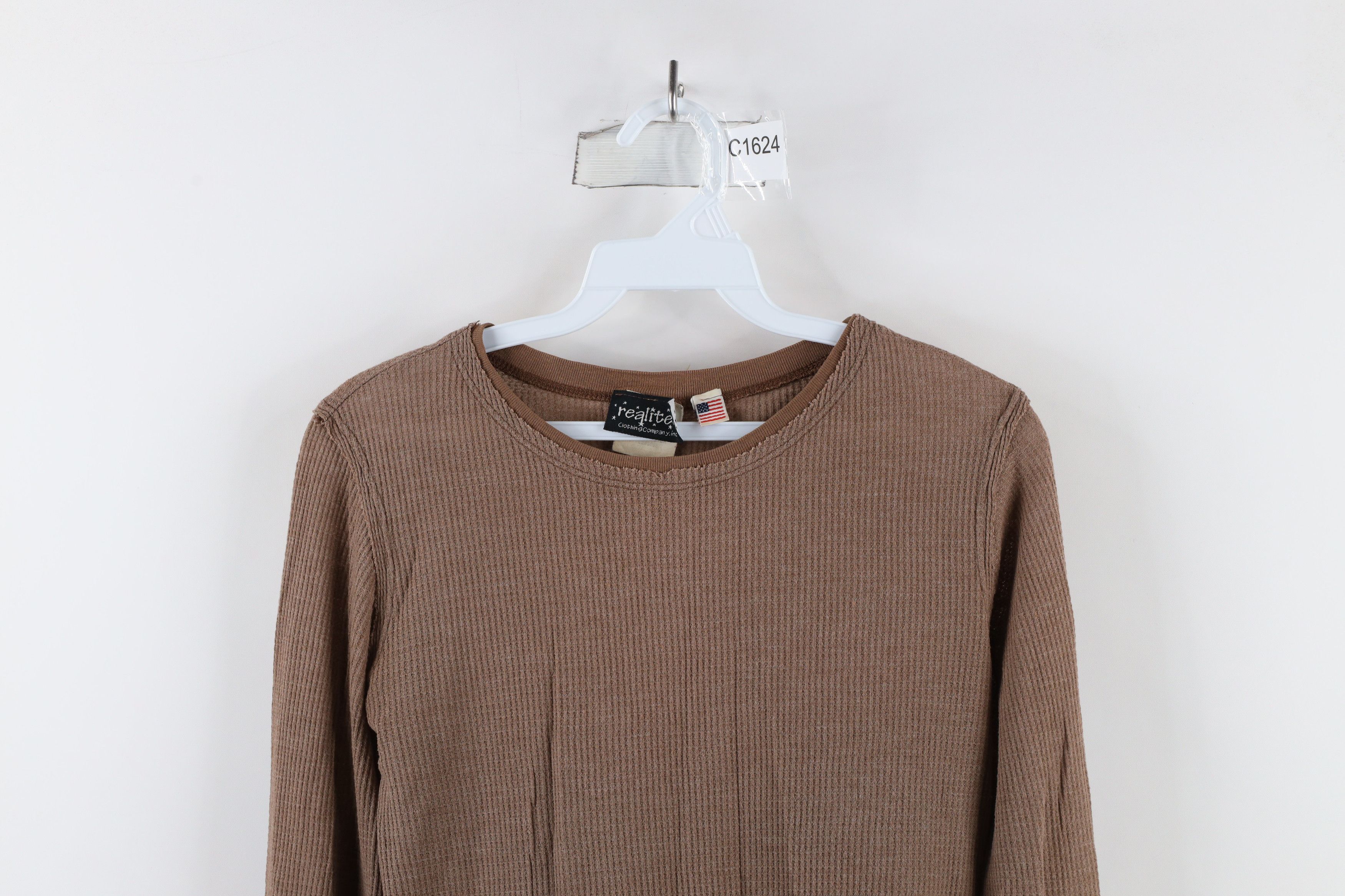 Vintage Vintage 90s Streetwear Waffle Knit Long Sleeve T-Shirt USA Size M / US 6-8 / IT 42-44 - 2 Thumbnail