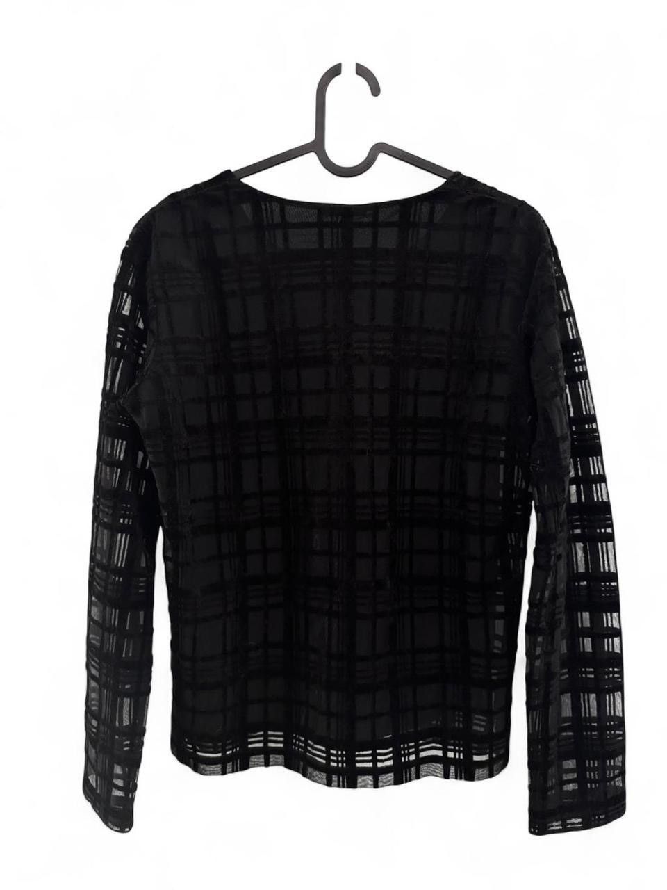 Y's Y's Black Sheer Plaid Top Size ONE SIZE - 4 Thumbnail