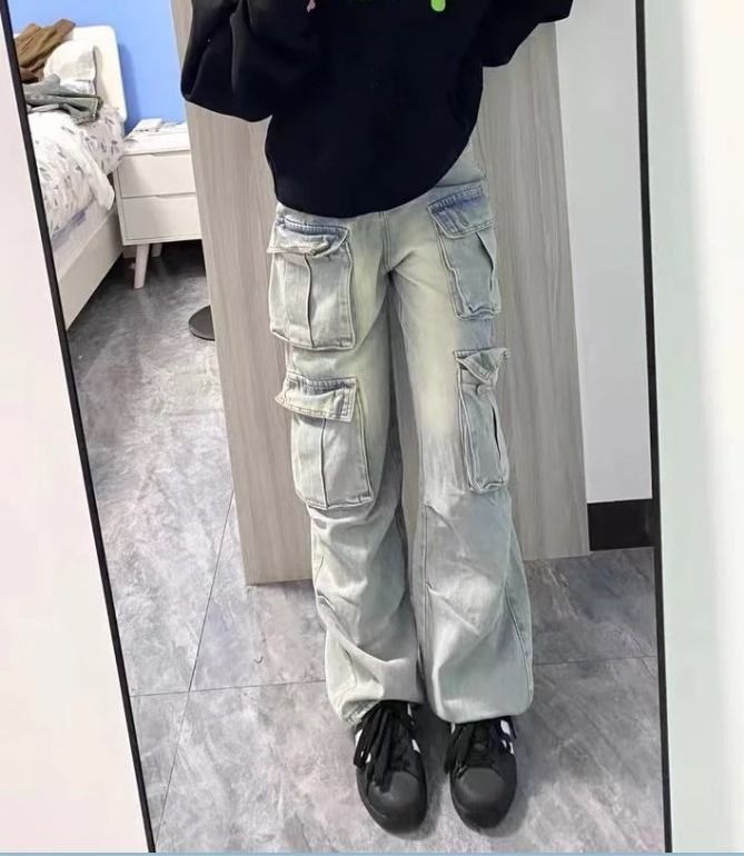 Japanese Brand × Jean Trendy Multi Pocket Washed Denim Pants Size US 27 - 6 Thumbnail