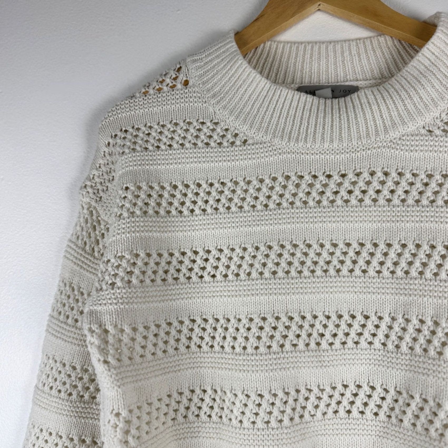 Vintage Allison Joy Sweater Womens S Ivory White Open Knit Pointelle Balloon Sleeve Crochet Size S / US 4 / IT 40 - 7 Thumbnail