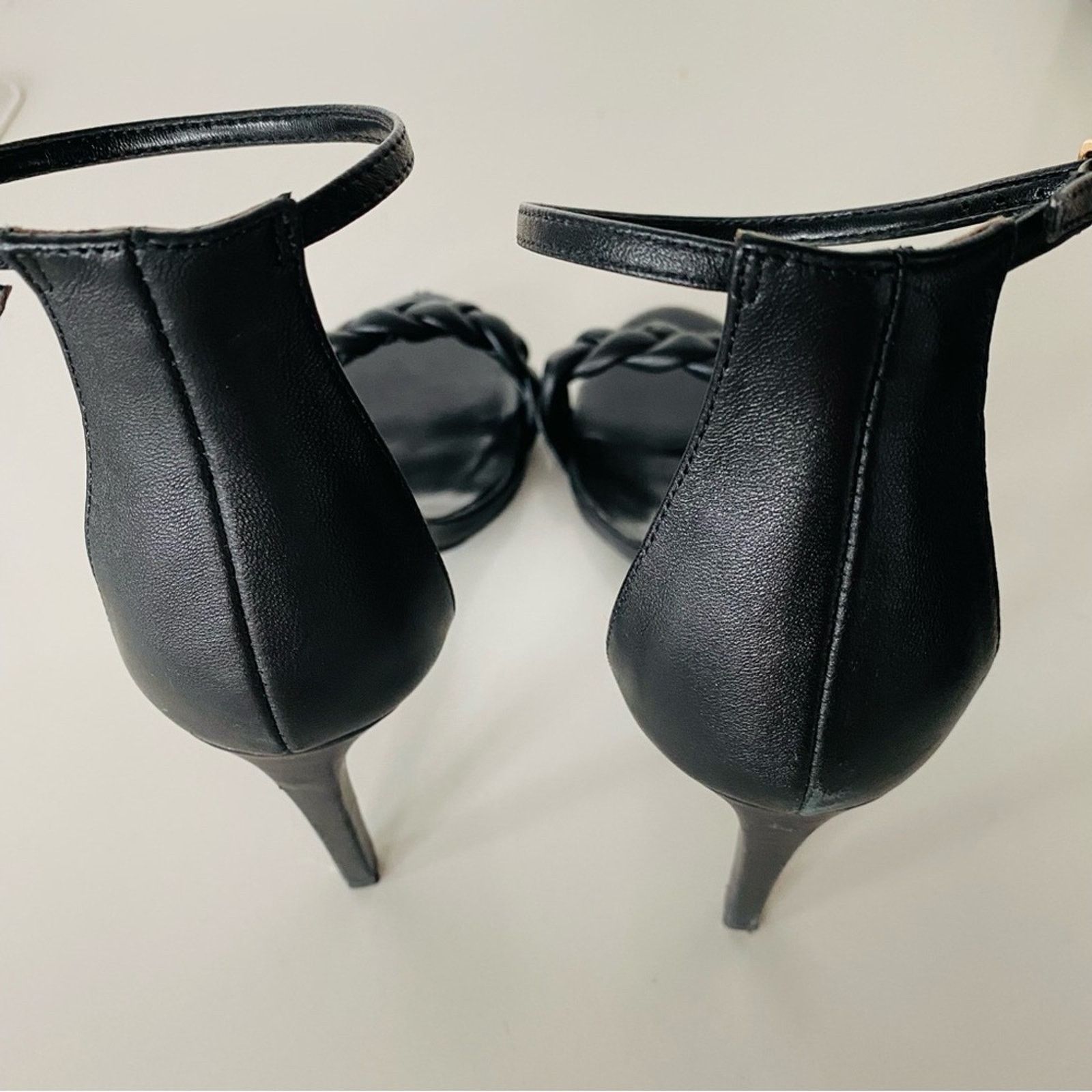 Nordstrom RAYE REVOLVE Lyka Black Braided Ankle Stiletto Sandals Shoes Size US 8.5 / IT 38.5 - 6 Thumbnail