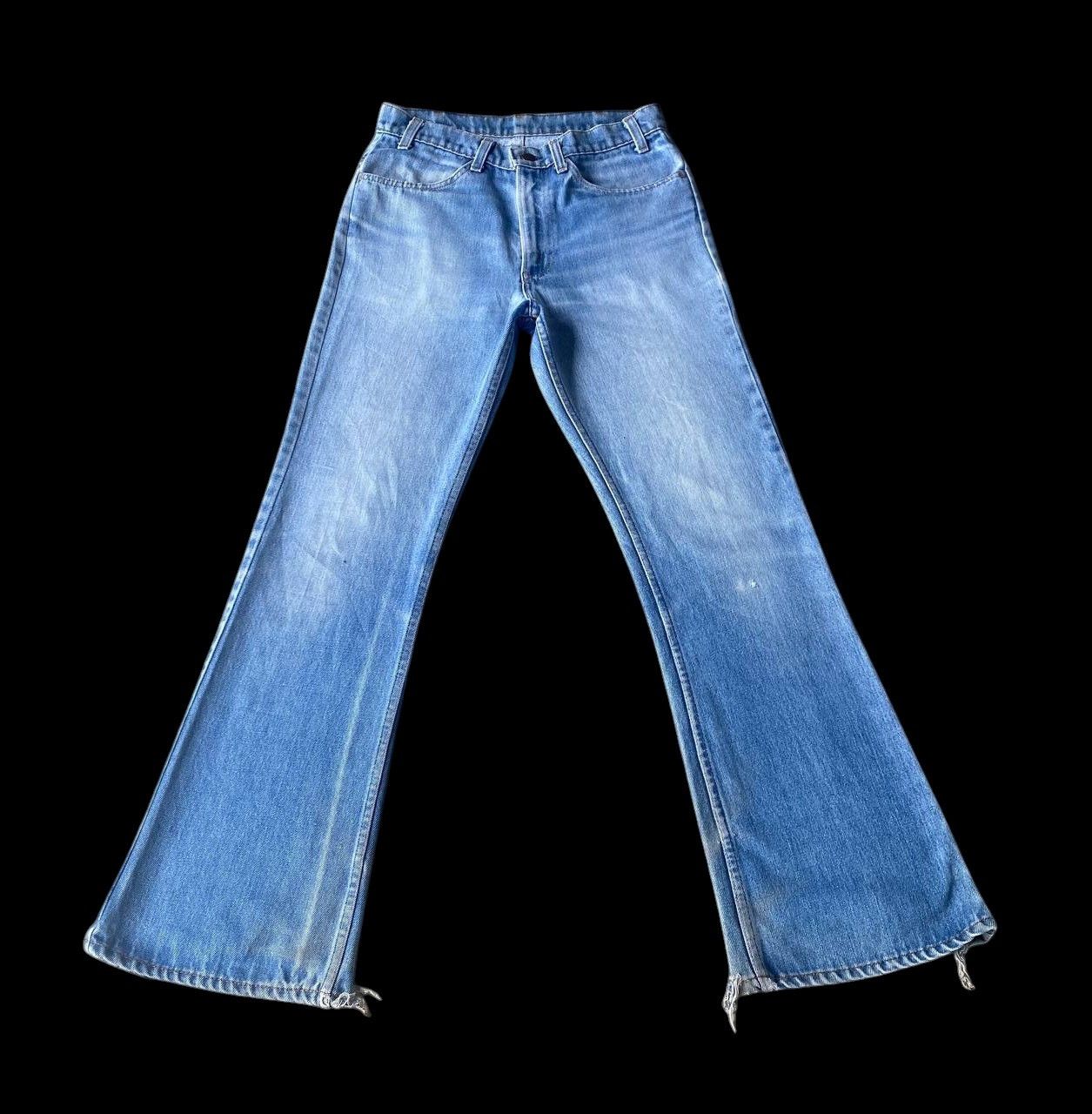 Levi's Vintage Clothing RARE 1970S LEVIS 646 ORANGE TAG FLARED BLUE WASH FRAYED HEM Size US 30 / EU 46 - 2 Thumbnail