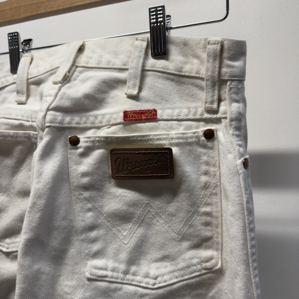 Vintage Wrangler White Denim Jeans Straight Fit ERD Grunge RRL Size 26" / US 2 / IT 38 - 5 Thumbnail