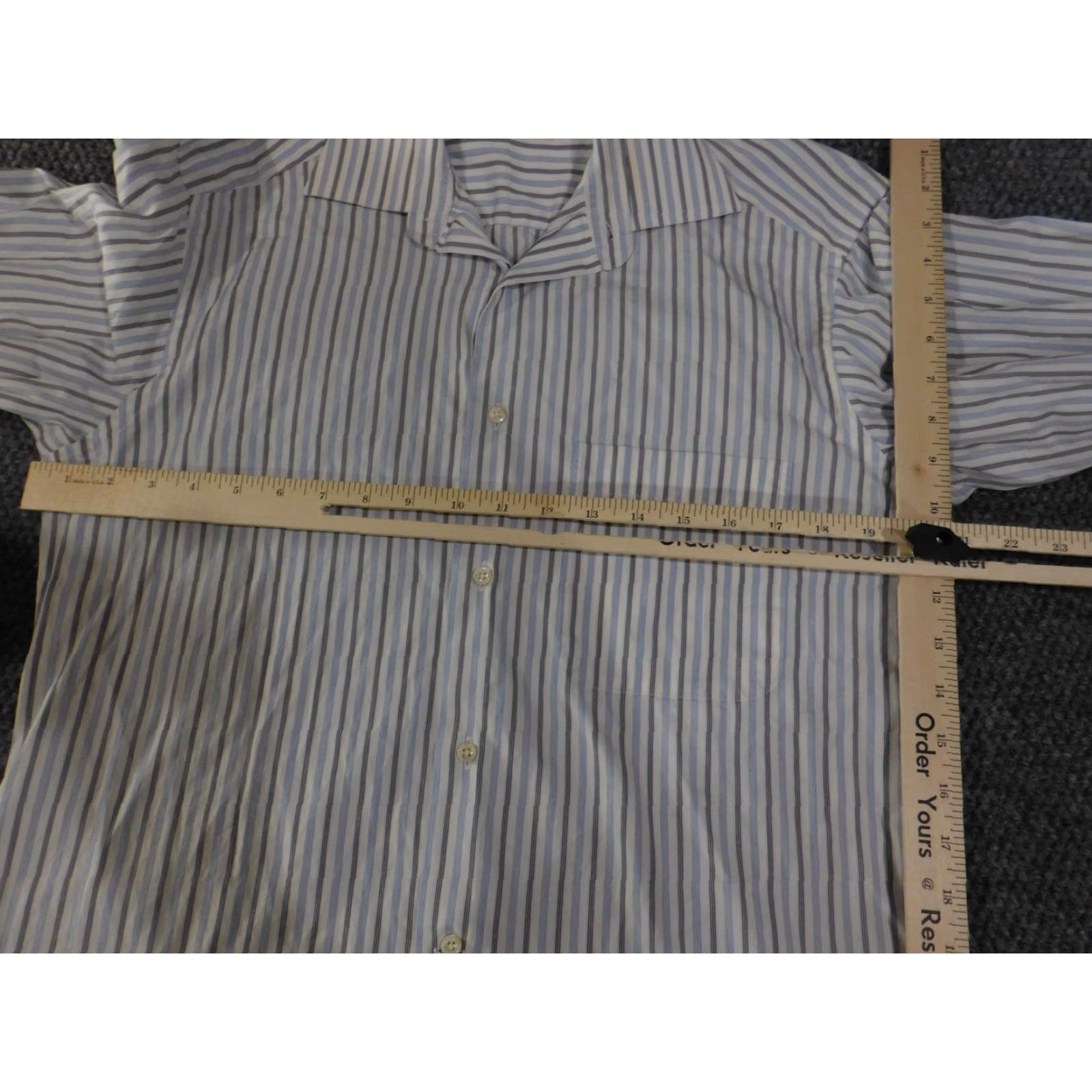 Ermenegildo Zegna Ermenegildo Zegna Shirt Mens 15 Dress Shirt White Blue Striped Long Sleeve Button Down Size US M / EU 48-50 / 2 - 5 Thumbnail