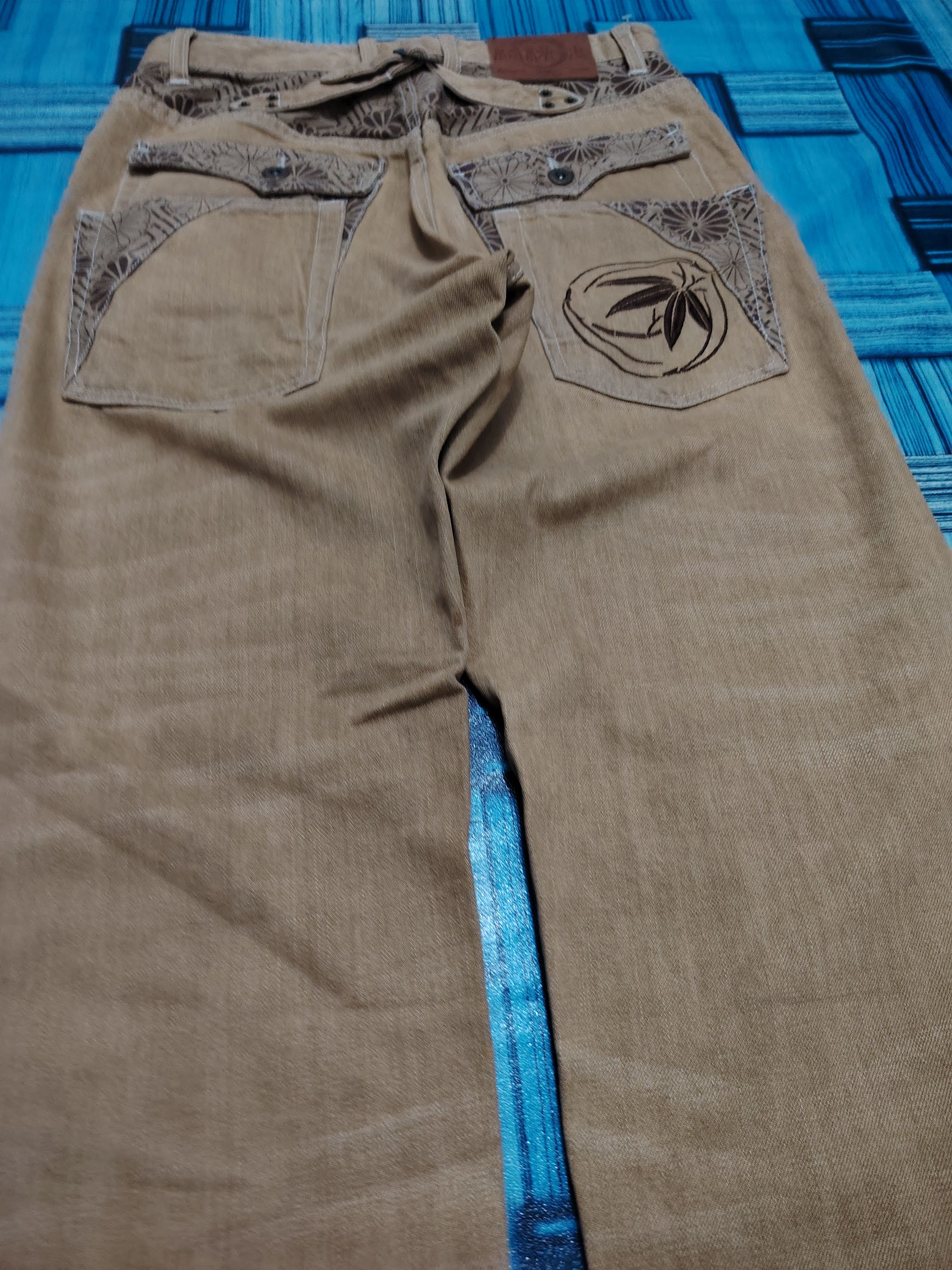 Karakuri Tamashii Rare Karakuri Tamashi Embroidered Flared Jeans back buckle Size US 29 - 17 Thumbnail