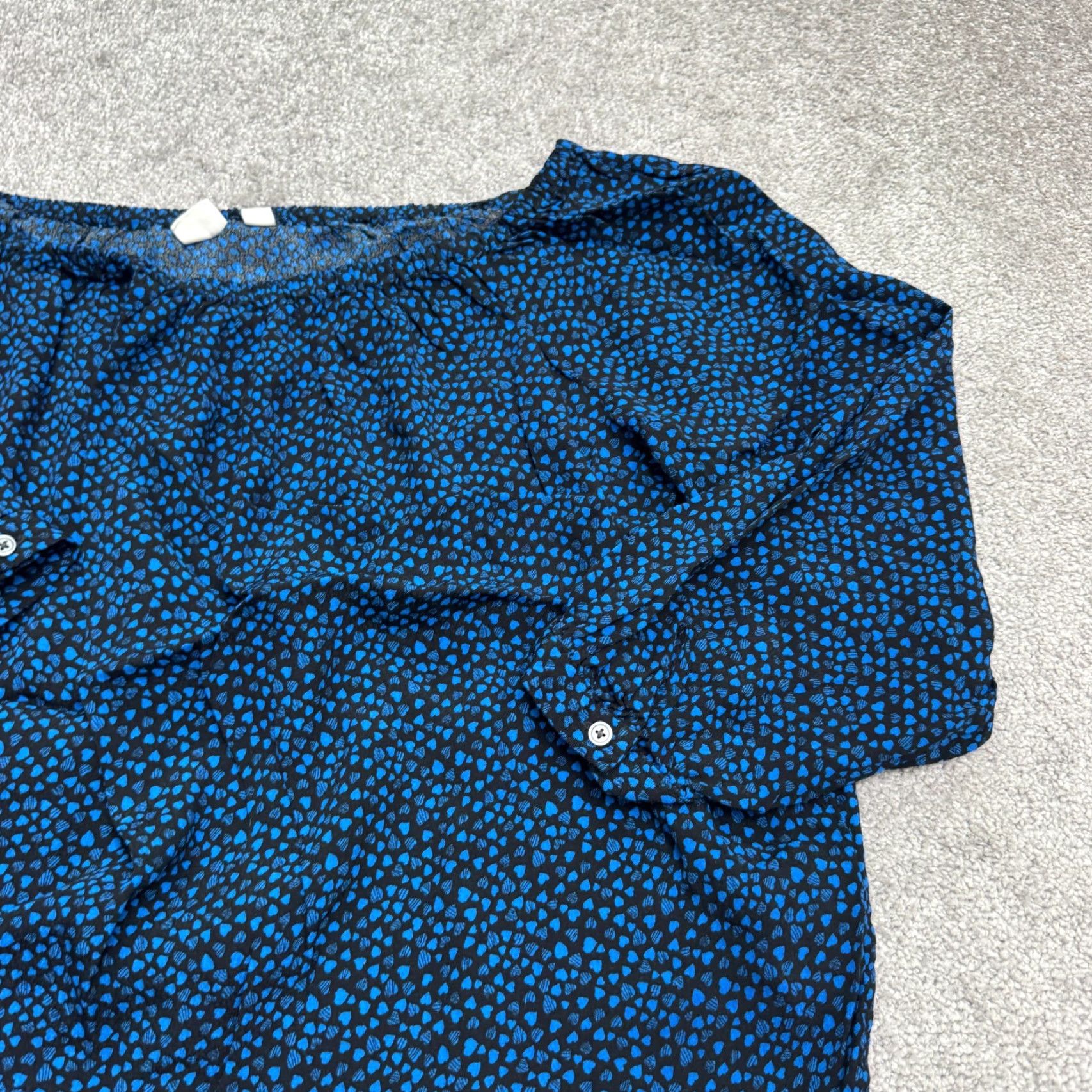 Gap Gap Women's Off Shoulder Blouse M Blue Heart Print Casual Boho Peasant Top Size M / US 6-8 / IT 42-44 - 4 Thumbnail