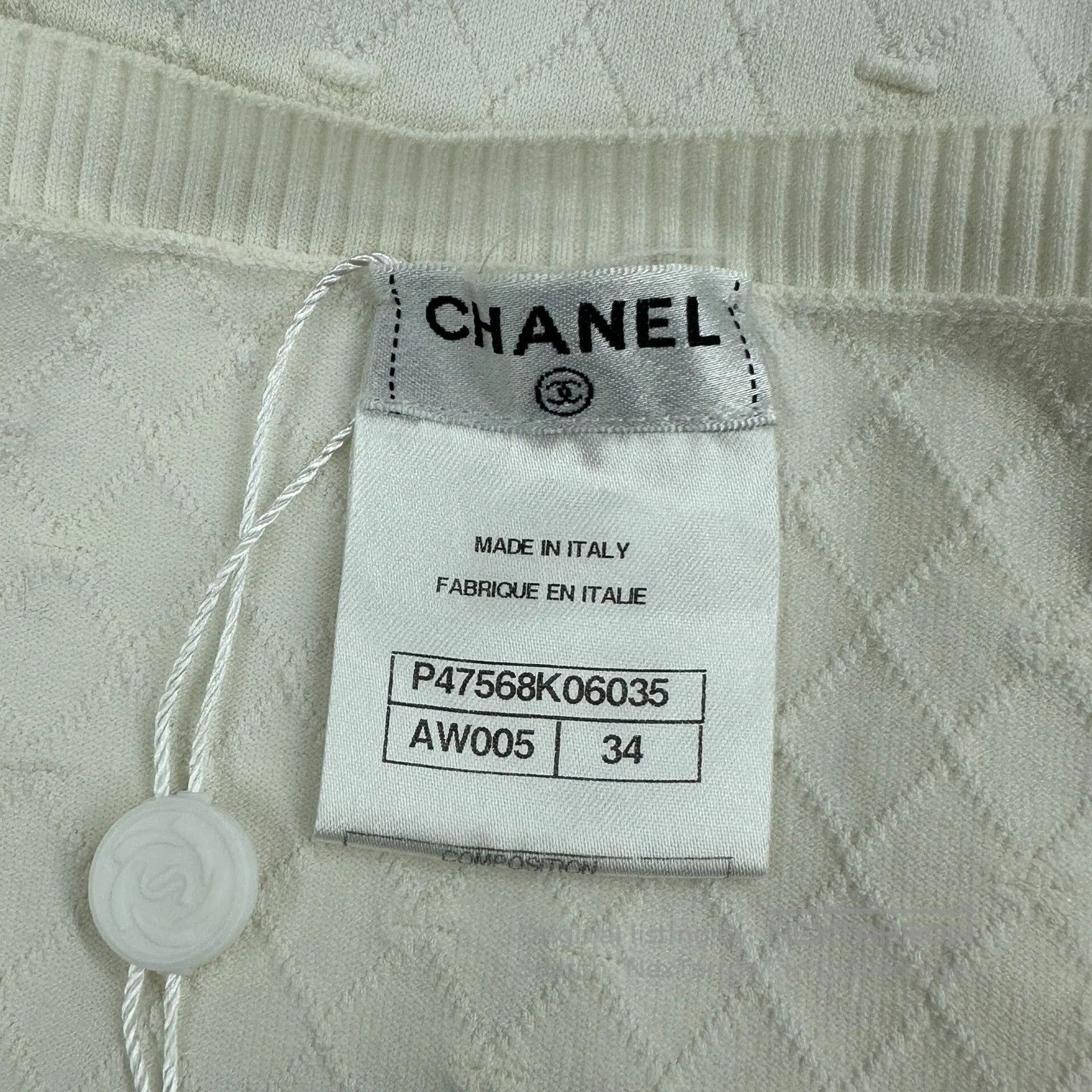 Chanel Chanel White Square Neck Jacquard Top 34. Size XXS / US 00 / IT 34 - 4 Thumbnail