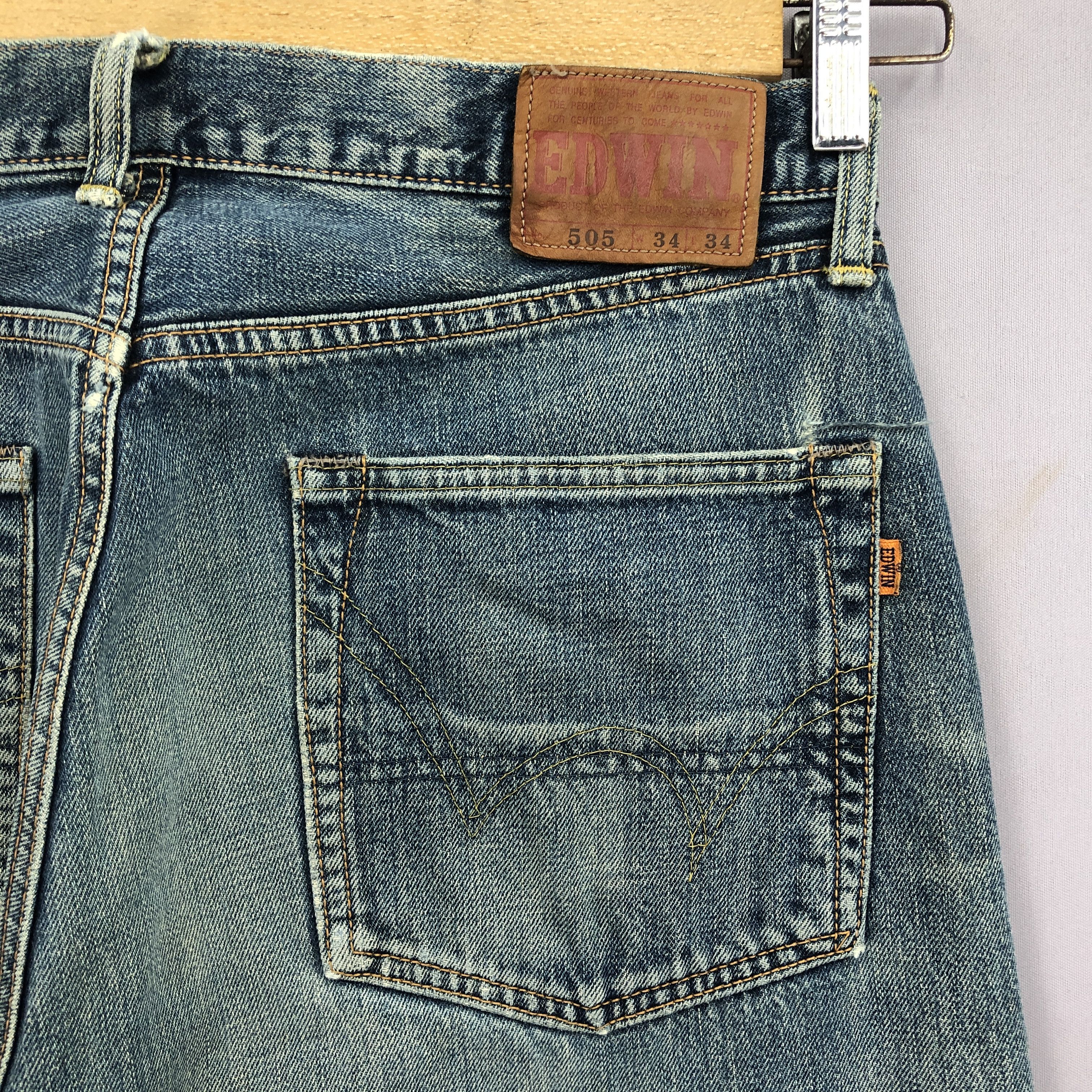 Edwin Vintage Edwin 505 Selvedge Jeans Distressed Mud Wash Denim Size US 32 / EU 48 - 5 Thumbnail