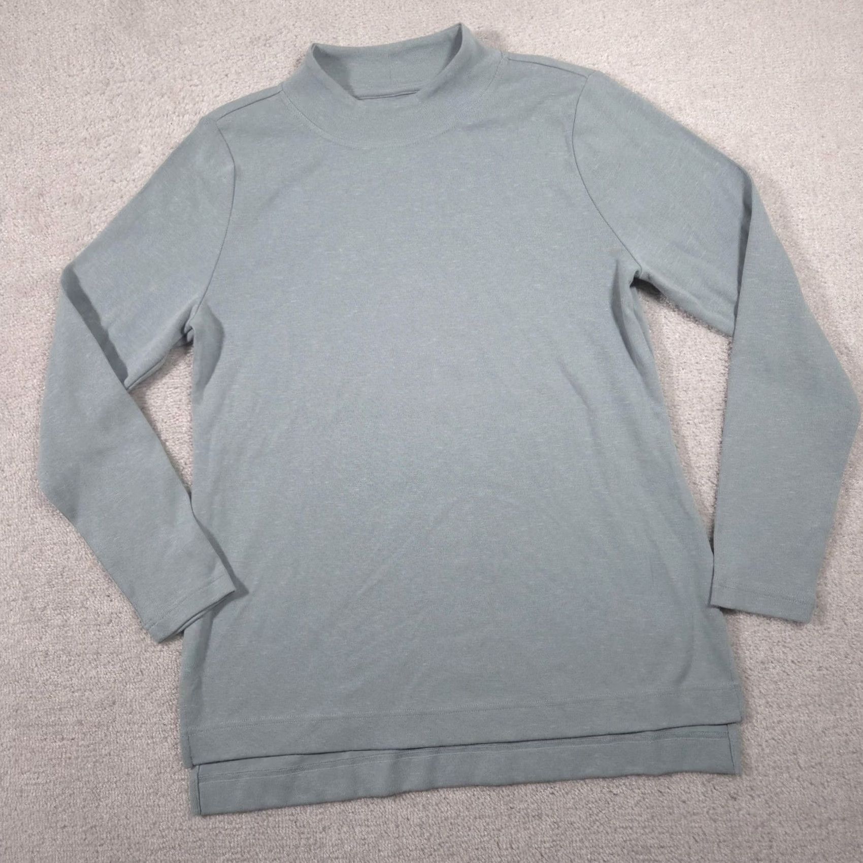 Duluth Trading Company Duluth Trading Co Shirt Womens Large Green Mock Neck Long Sleeve Tunic Knit Top Size L / US 10 / IT 46 - 3 Thumbnail