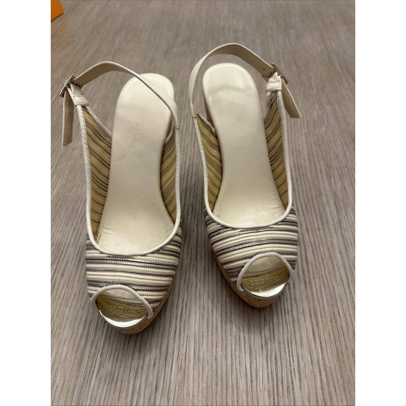 Jimmy Choo JIMMY CHOO Cork Espadrille Heels Peep-Toe Platform 6.5-36.5 Size US 6.5 / IT 36.5 - 1 Thumbnail