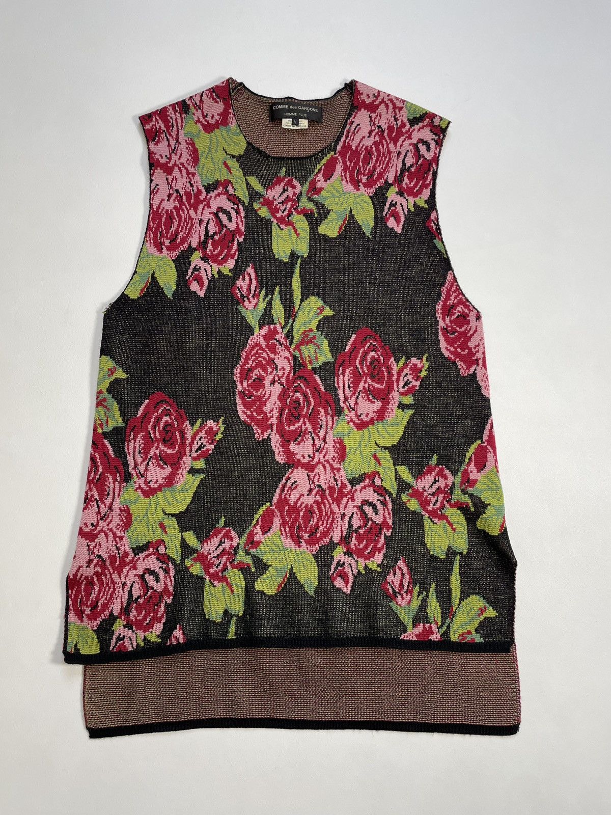Comme des Garcons A/W 21 Rose Patterned Wool Sweater Vest Size US M / EU 48-50 / 2 - 12 Thumbnail