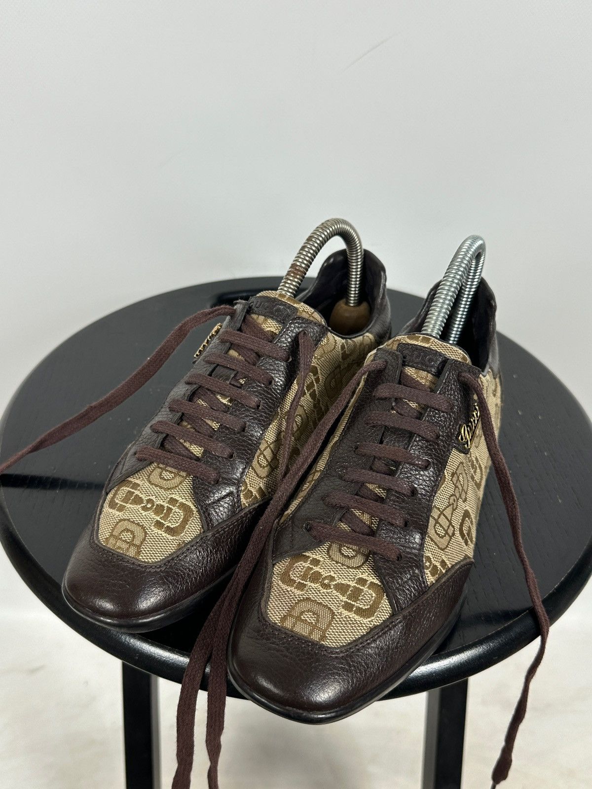 Gucci Gucci GG Monogram Leather/Canvas Lace Up Low Sneakers Size US 6 / IT 36 - 11 Thumbnail