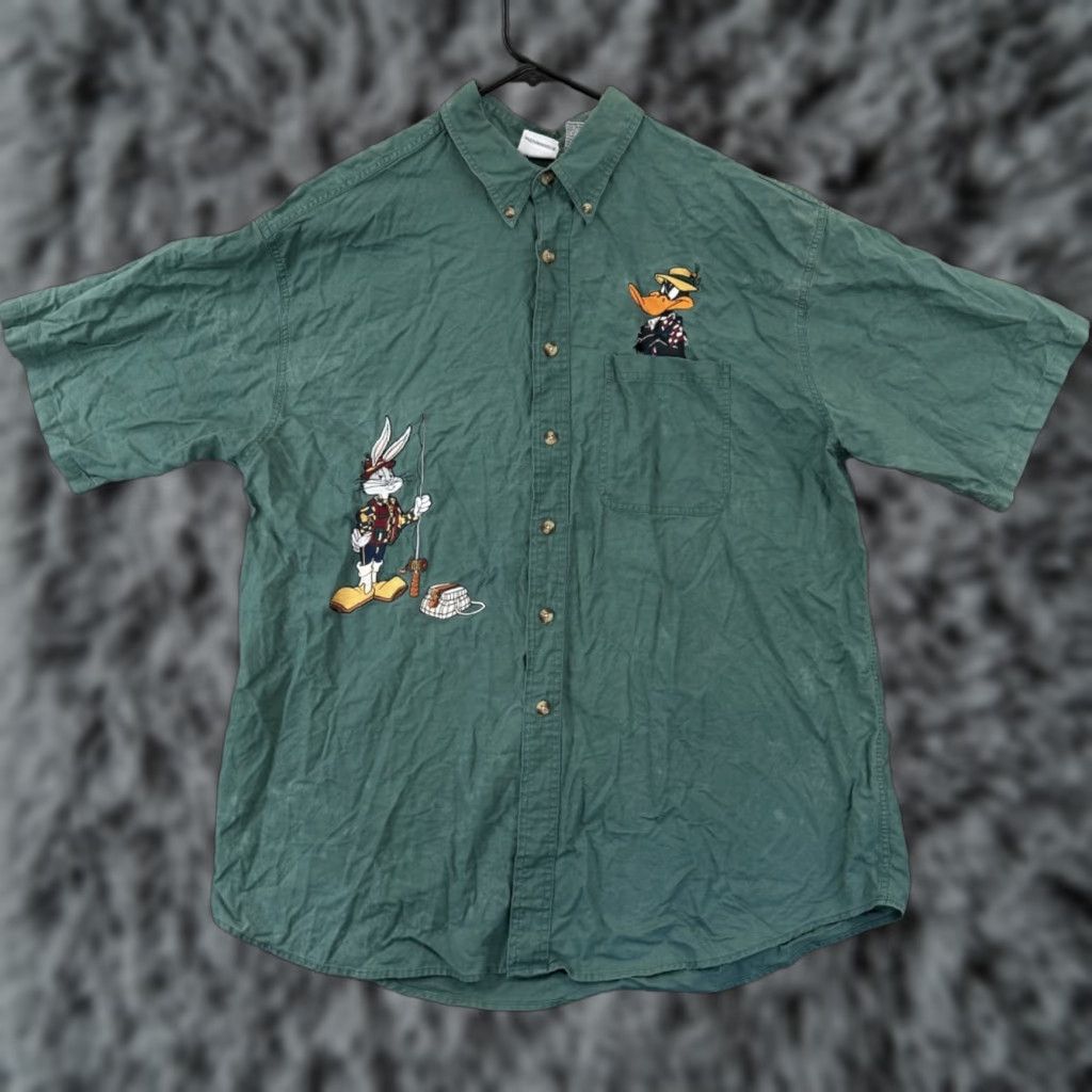 Vintage VINTAGE ACME Studio Looney Tunes Shirt Mens XL Green 90s Button-Up Size US XL / EU 56 / 4 - 1 Thumbnail