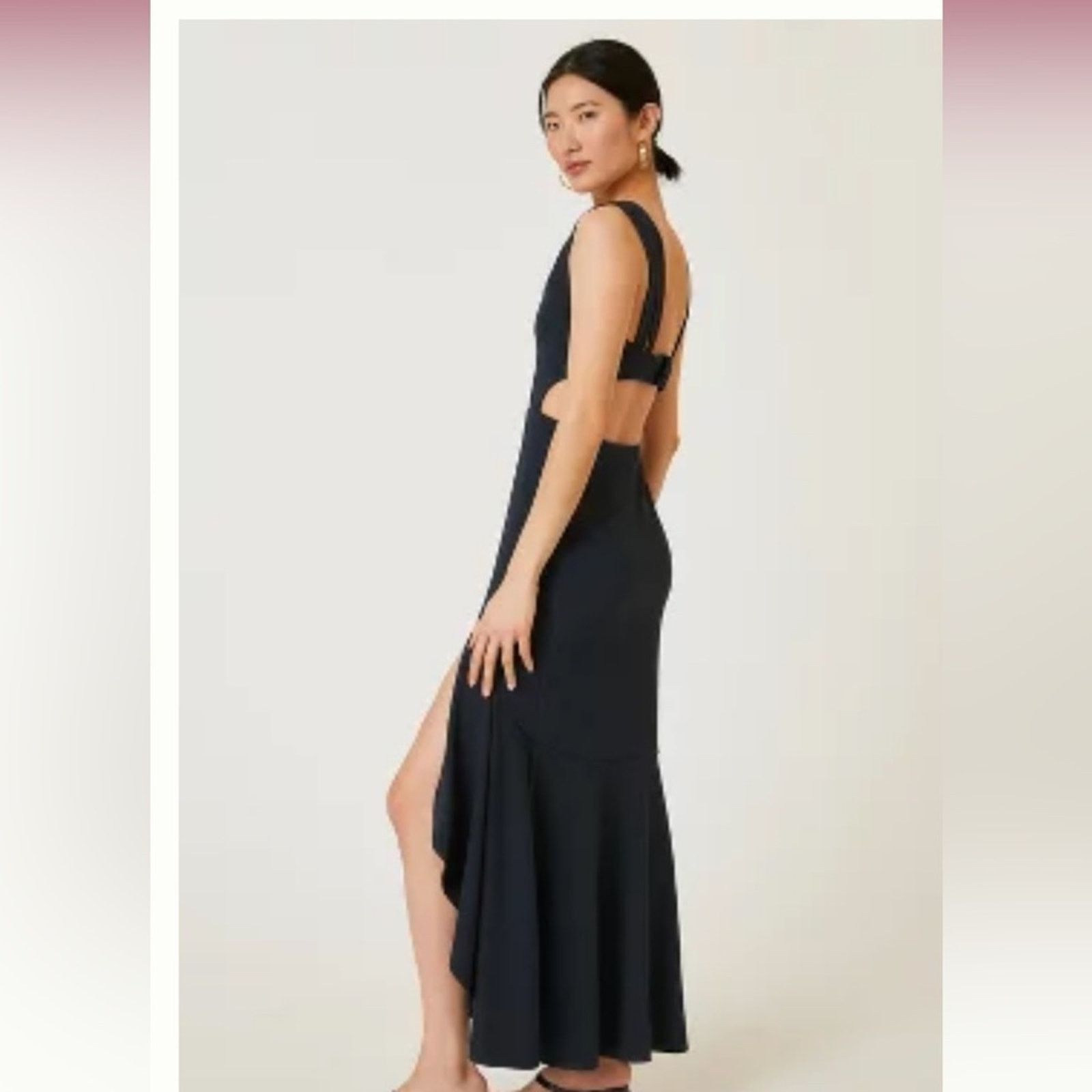 BLACK maxi cut-out fitted knit dress Anthropologie / Maeve