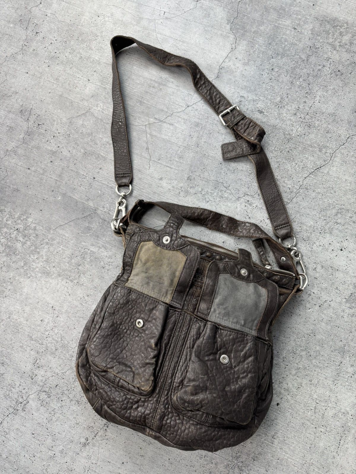 Hysteric Glamour Avant Garde Vintage Faded Leather Backpack Multi pocket Bag Size ONE SIZE - 4 Thumbnail