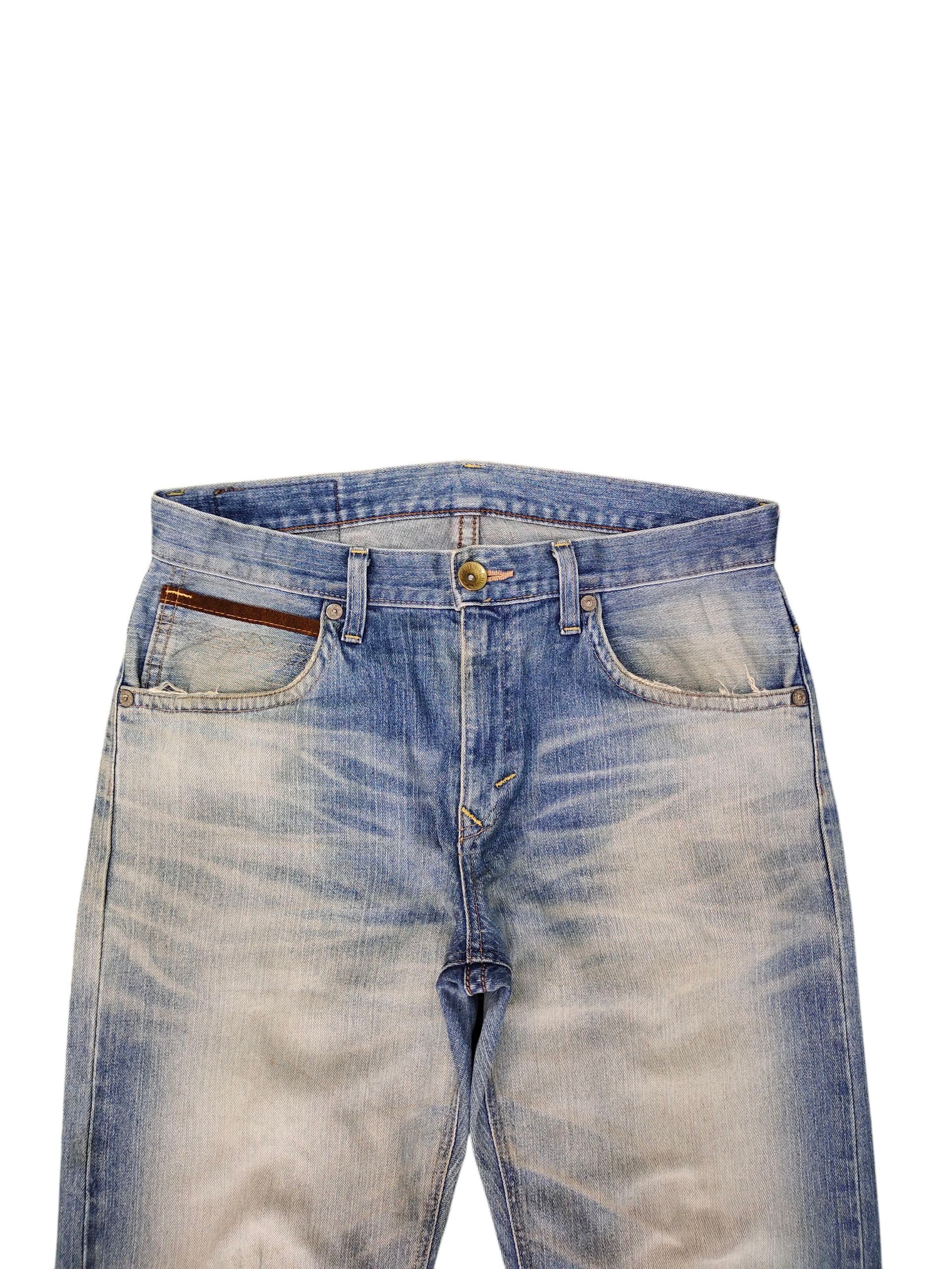 Comme des Garcons × Undercover Vintage Edwin Leather Trim Distress Denim Jeans Size US 35 - 8 Thumbnail