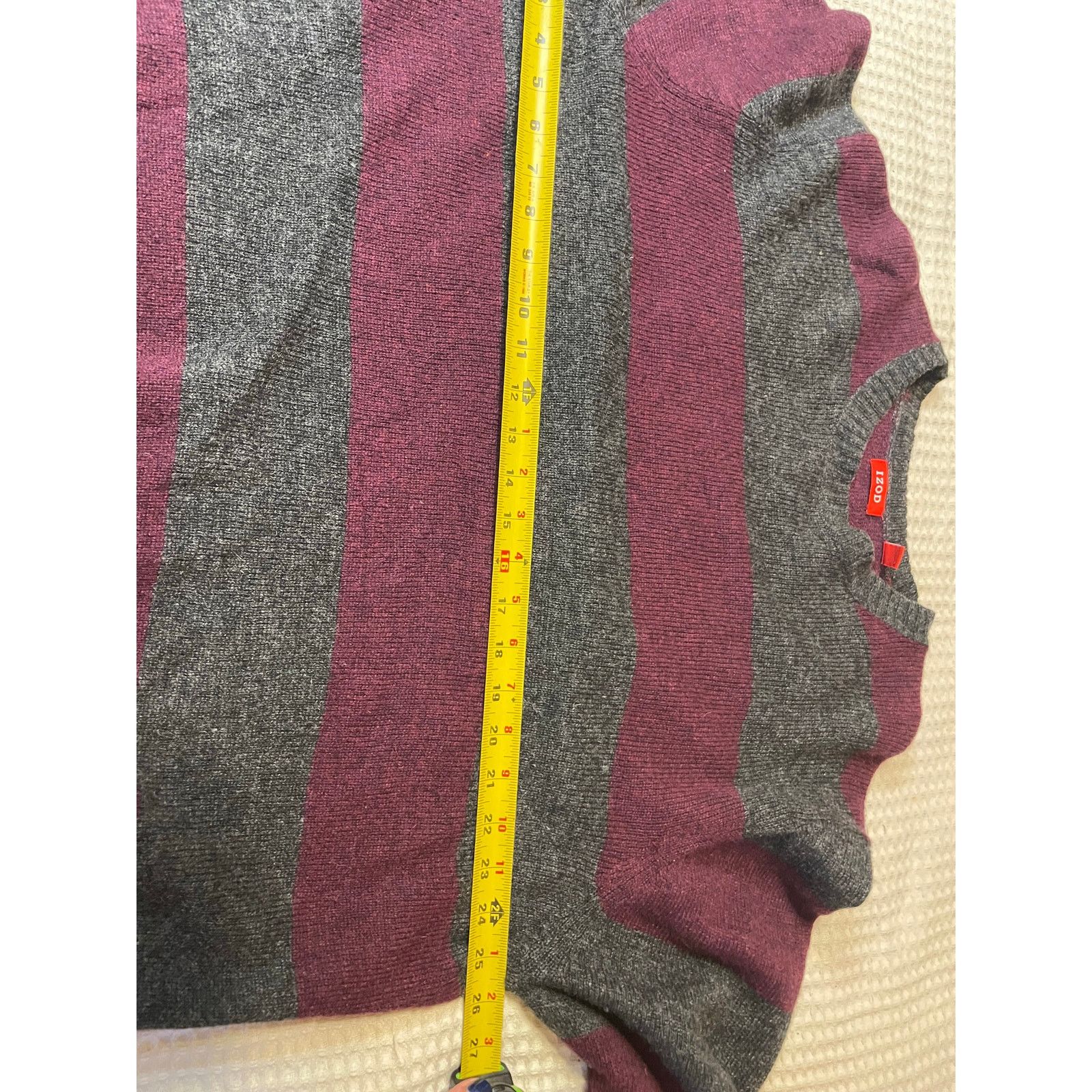 Izod IZOD Wool Blend Grey Purple Striped Crew Neck Sweater XXL Size US XXL / EU 58 / 5 - 7 Thumbnail