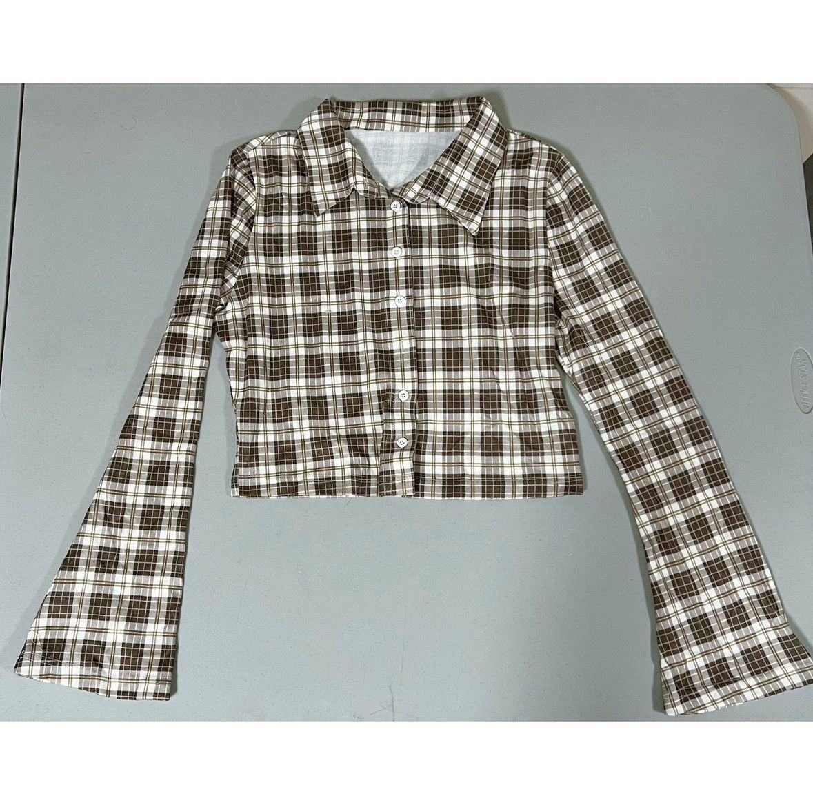 Vintage Plaid Collared Button-Down Long Sleeve Shirt Blouse Size M ✨ Size M / US 6-8 / IT 42-44 - 3 Thumbnail