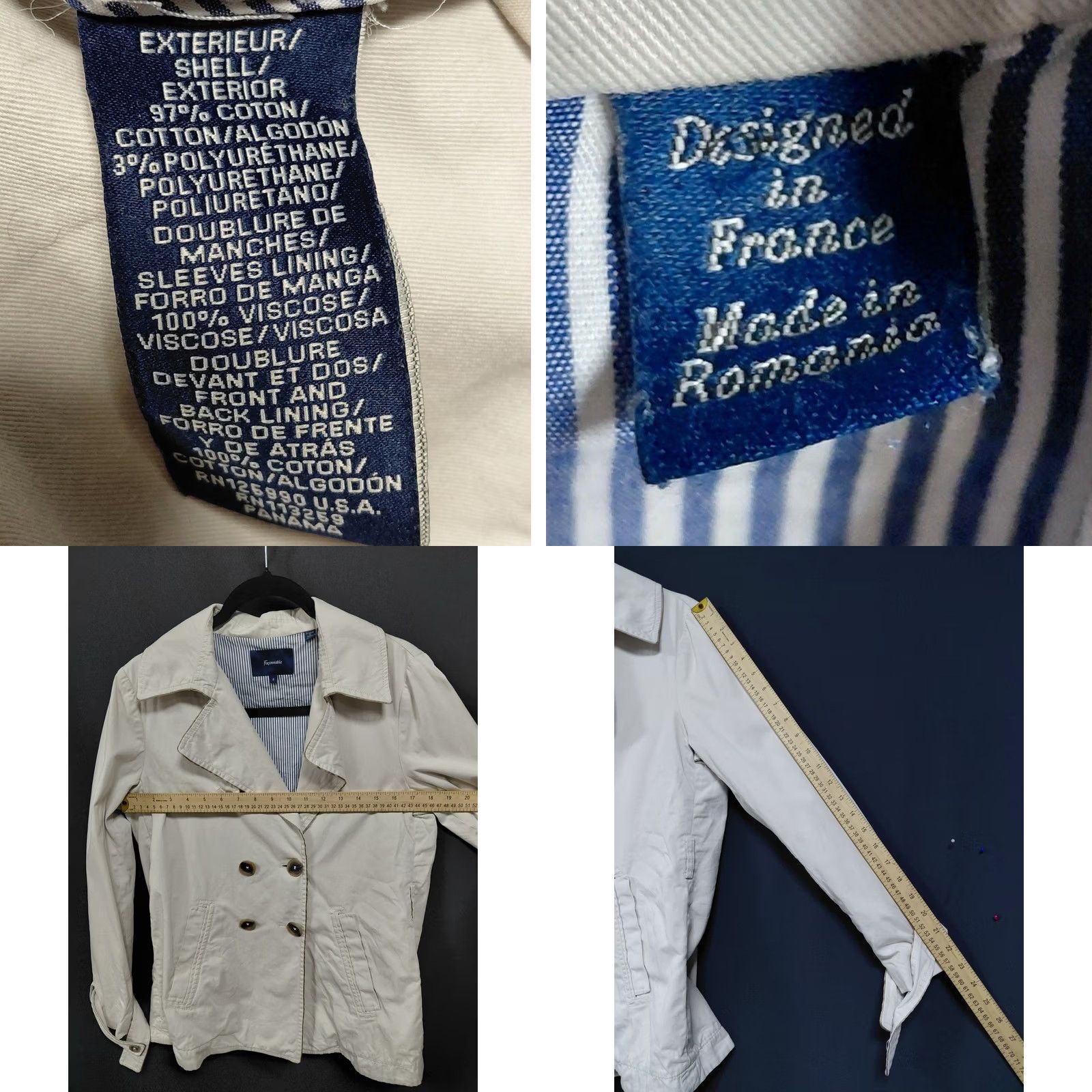 Faconnable Façonnable Romania Beige Double Breasted Trench Coat Solid Women S Coat Size S / US 4 / IT 40 - 8 Thumbnail
