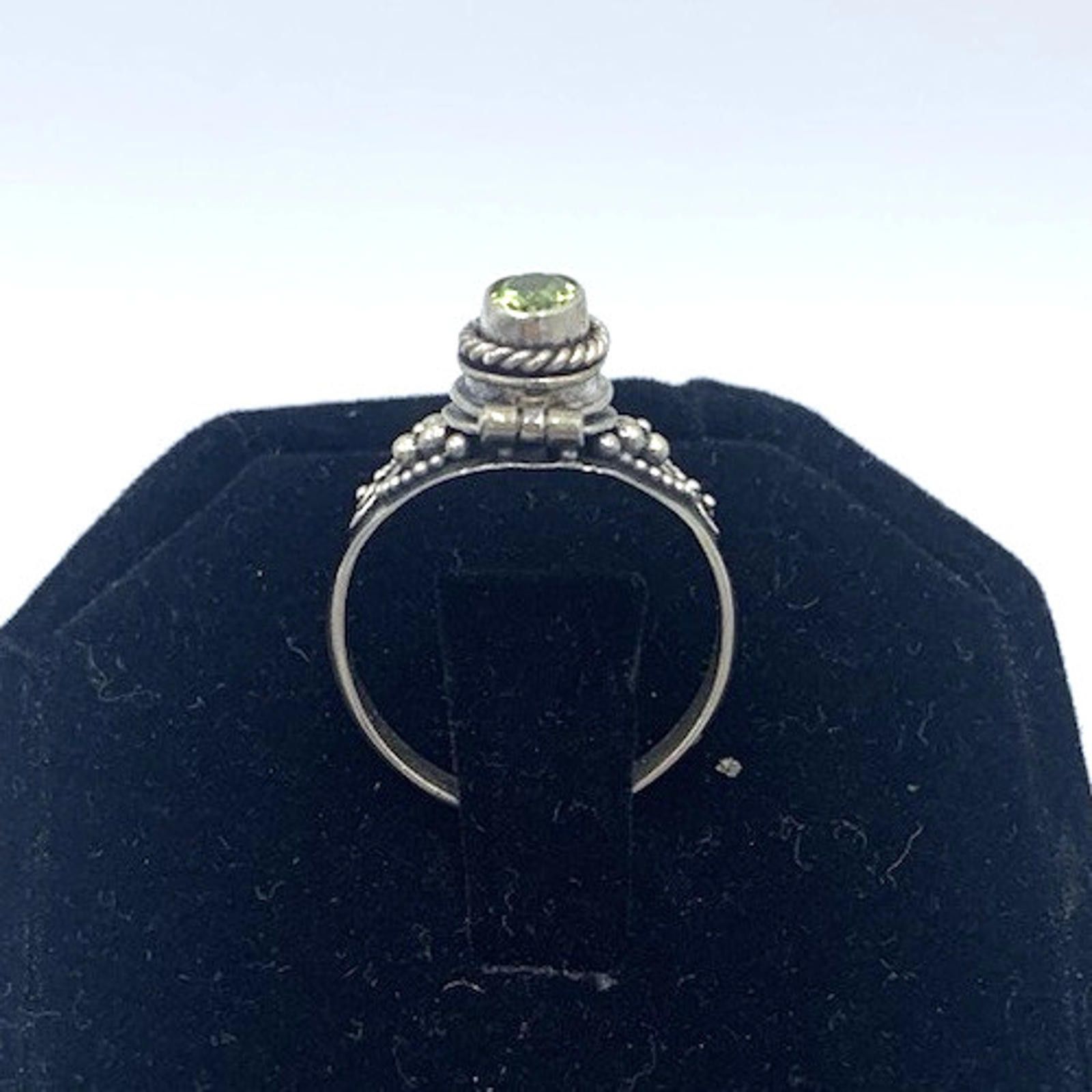 Other Art Deco Style Peridot Poison Pill Box Sterling Silver Ring Size ONE SIZE - 3 Thumbnail