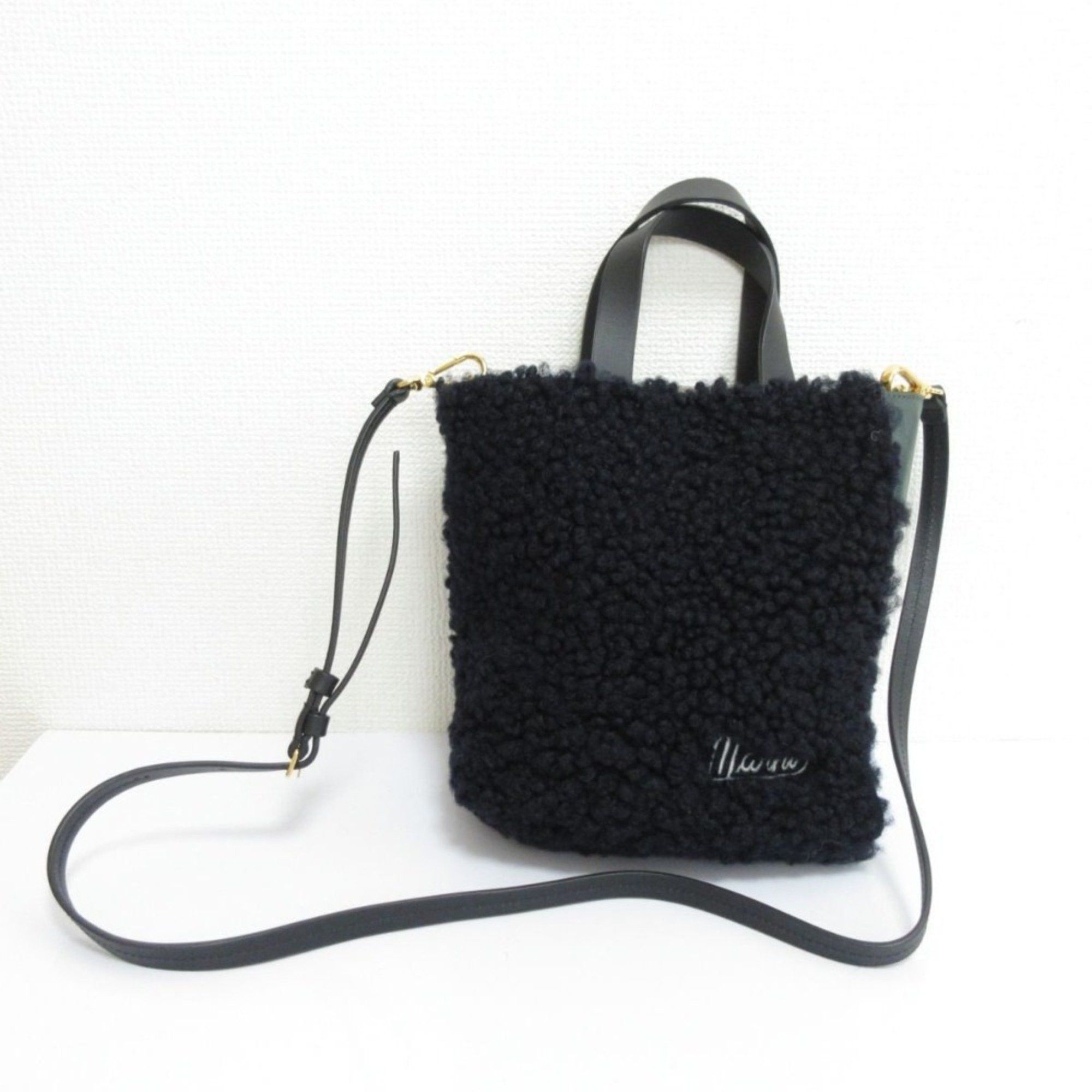 Marni MARNI MUSEO SOFT sheepskin & calfskin boa x leather 2way 