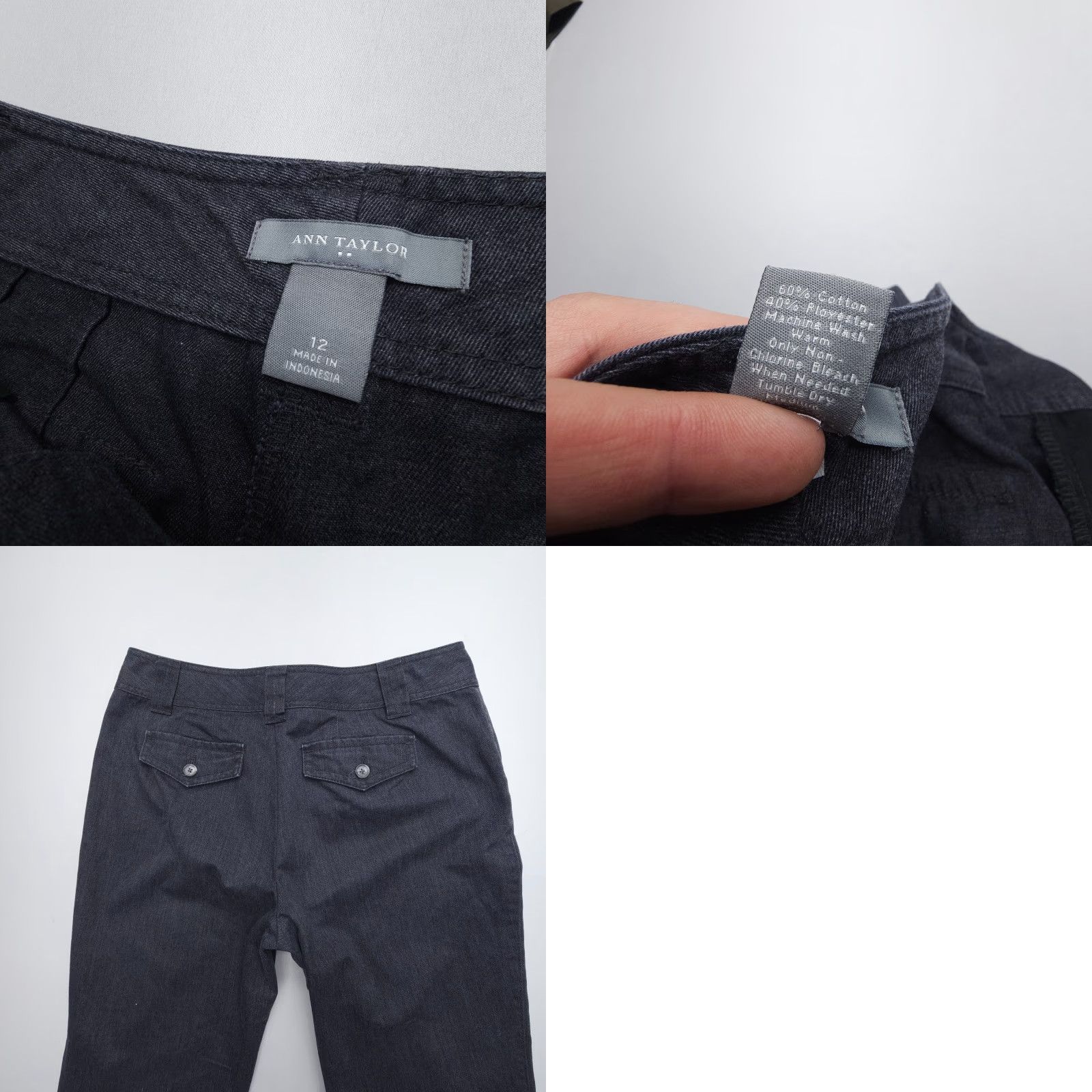 Ann Taylor Ann Taylor Pants 12 Gray Cotton Polyester 31"in Wide Leg Dress Career Womens Size 34" / US 12 / IT 48 - 8 Thumbnail