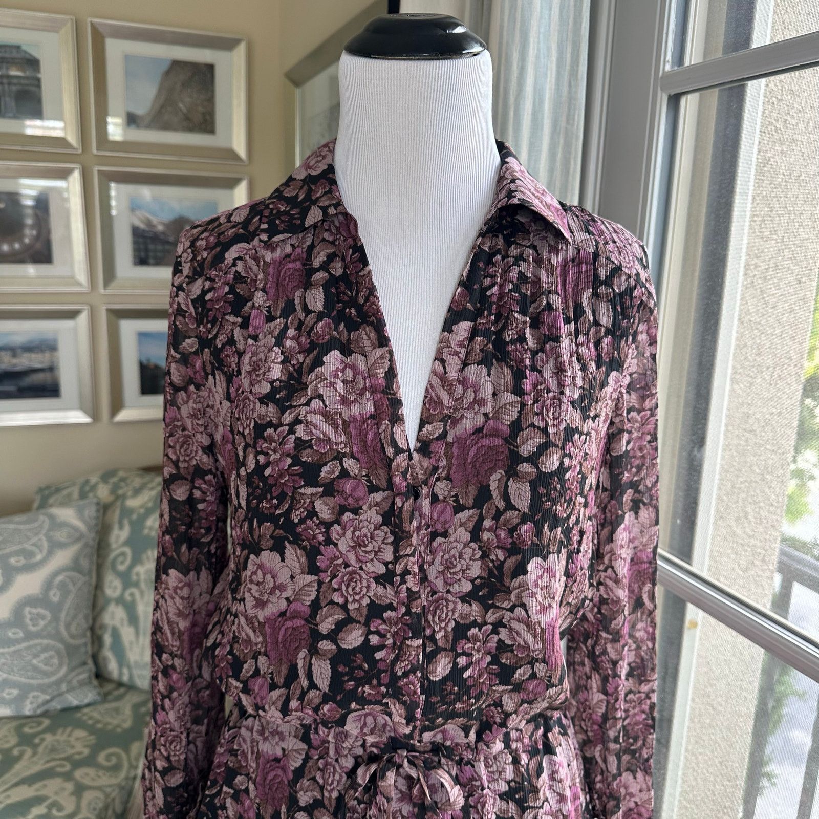 Paige Paige Fernanda Silk Minidress Purple Floral Spring Size XS Size XS / US 0-2 / IT 36-38 - 11 Thumbnail