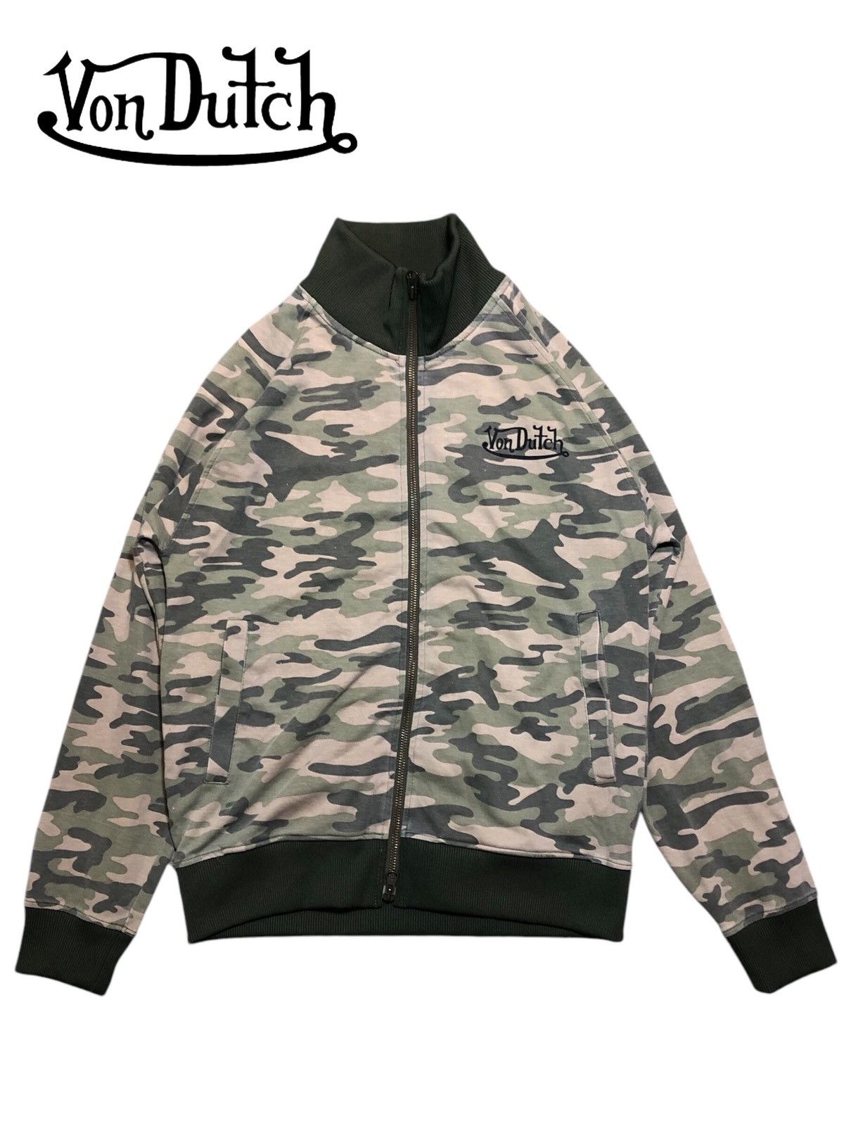 Vintage × Von Dutch Vintage Von Dutch Camo Zipper Up Jacket Sweatshirt Size US M / EU 48-50 / 2 - 2 Thumbnail