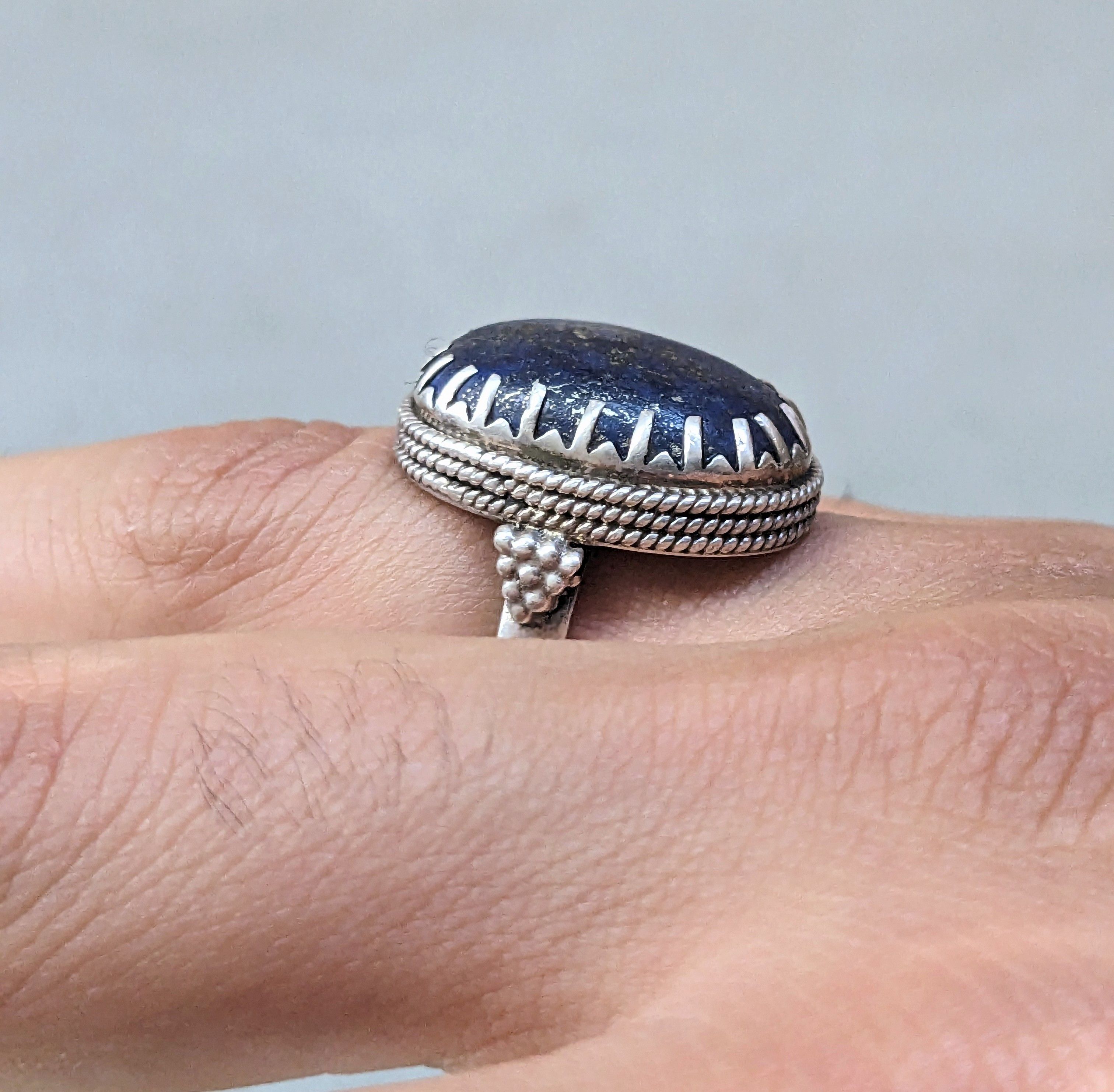Jewelry × Vintage Vintage Sterling Silver Ring Blue Lapis Lazuli Size 7.75 Size ONE SIZE - 10 Thumbnail