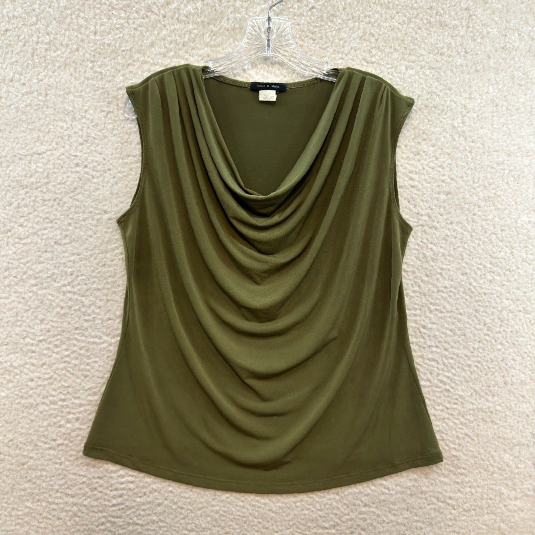 Vintage VINTAGE 90s Y2K Top XL Green Slinky Stretch Cowl Neck Ruched Office Corporate Shirt Womens Size XL / US 12-14 / IT 48-50 - 2 Thumbnail