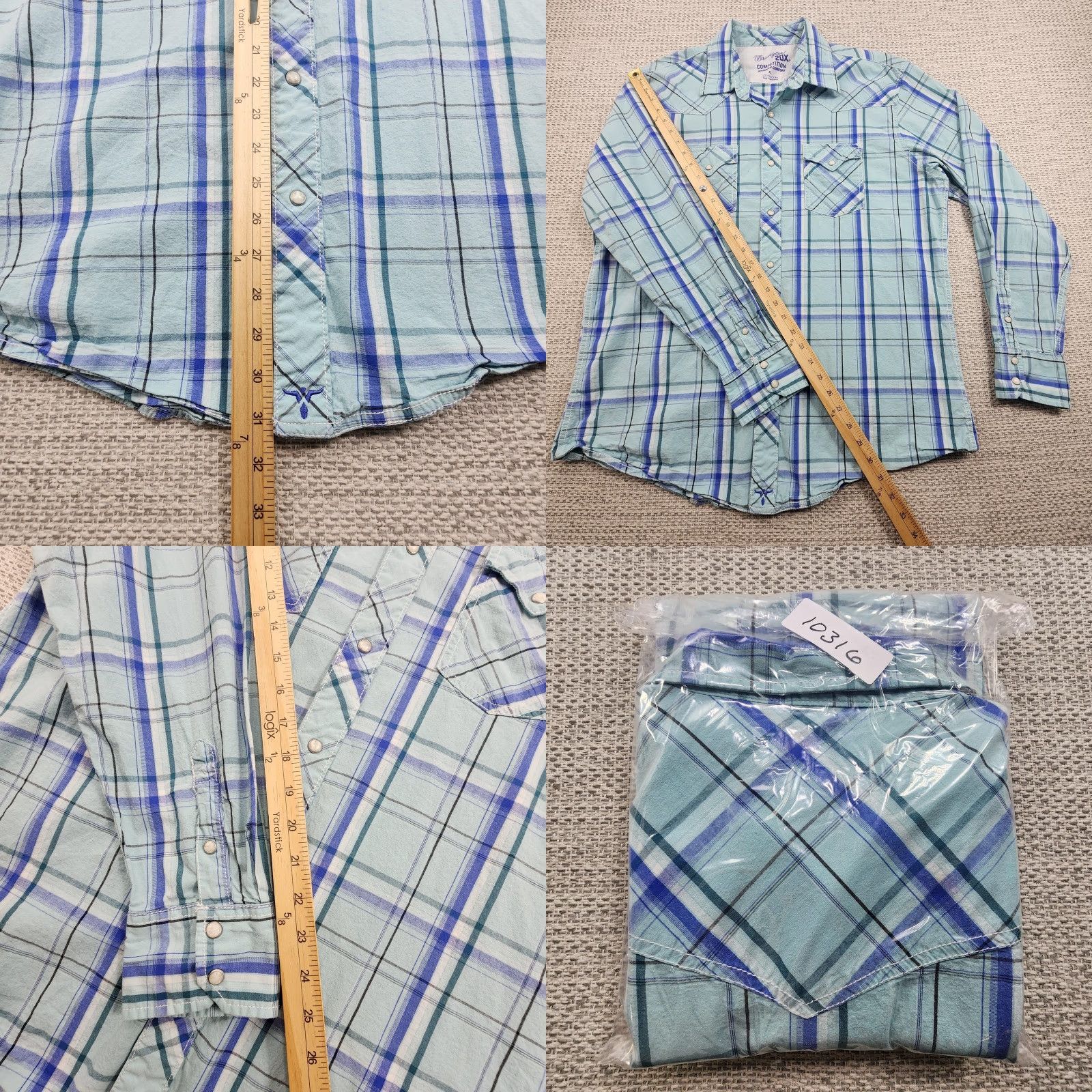 Wrangler Wrangler 20X Competition Shirt XL Blue Green Plaid Western Snap Pearl Rodeo Mens Size US XL / EU 56 / 4 - 9 Thumbnail