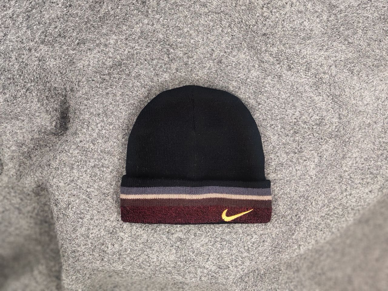 Nike Vintage Nike beanie hat Black Wool Blend Swoosh Y2K Style Size ONE SIZE - 1 Thumbnail