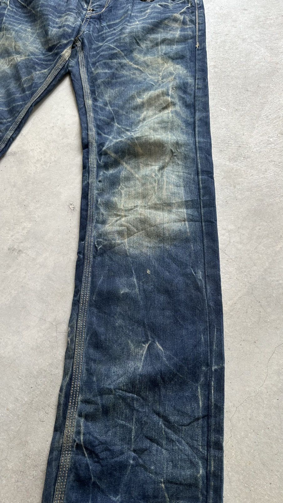 14th Addiction REDPEPPER FADING TATTOO LONG FLARED JEANS Size US 34 / EU 50 - 3 Thumbnail