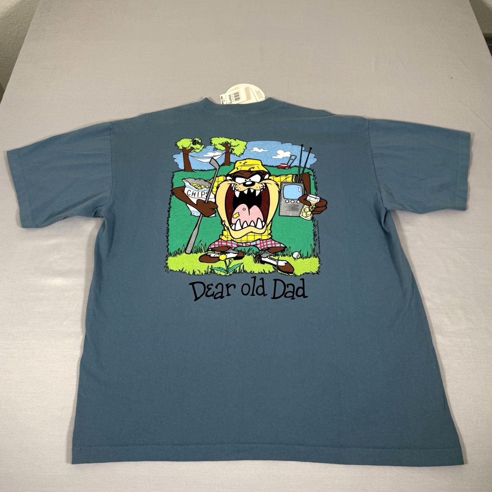 TEE JAYS VINTAGE Tee-Jays Looney Tunes Tasmanian Devil Dear Old Dad golf graphic T-shirt Mens XL Blue US Size US XL / EU 56 / 4 - 2 Thumbnail