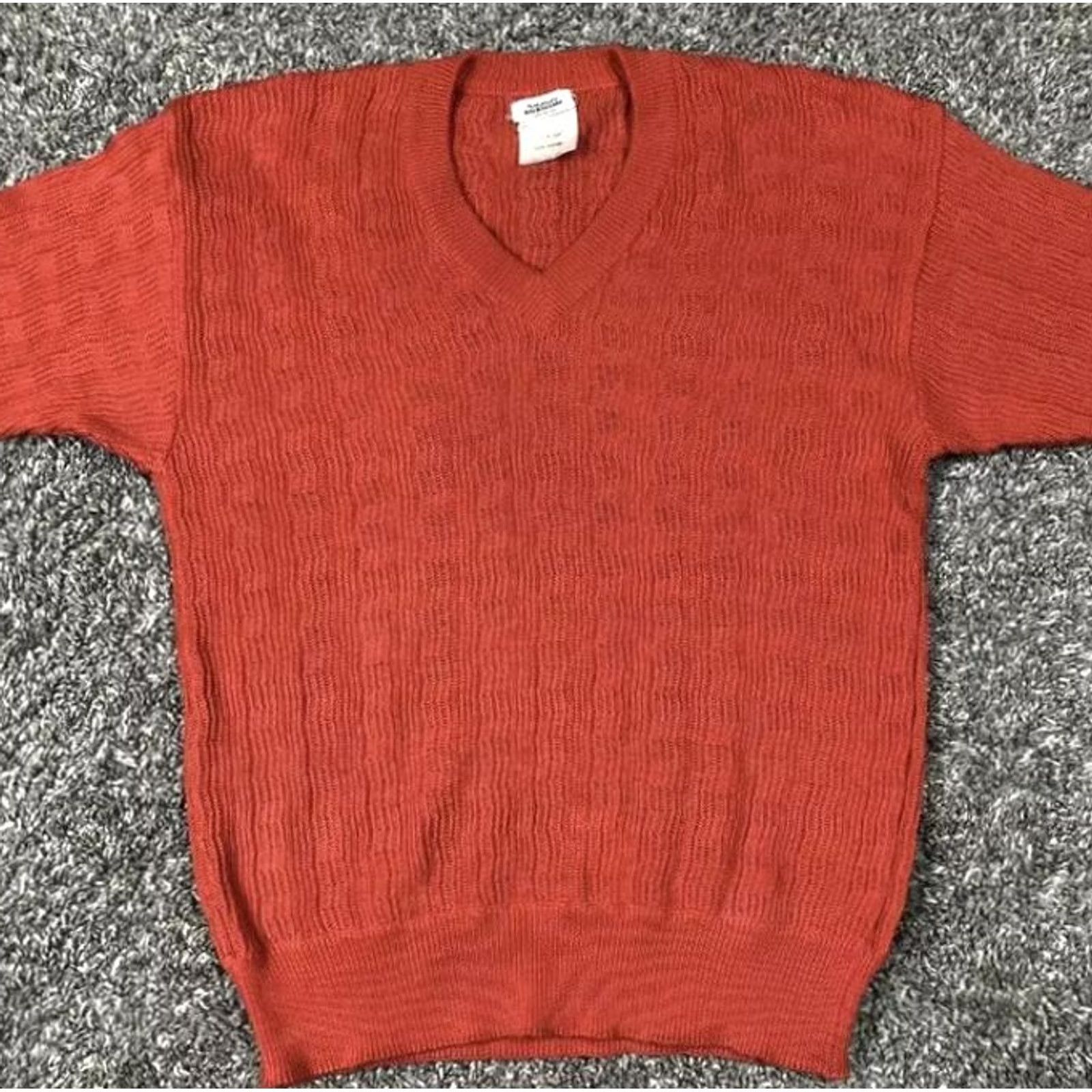 Vintage VINTAGE Maurizio Baldassari Red Knit Sweater Men’s Medium Made In Italy Cotton Shirt Size US M / EU 48-50 / 2 - 4 Thumbnail