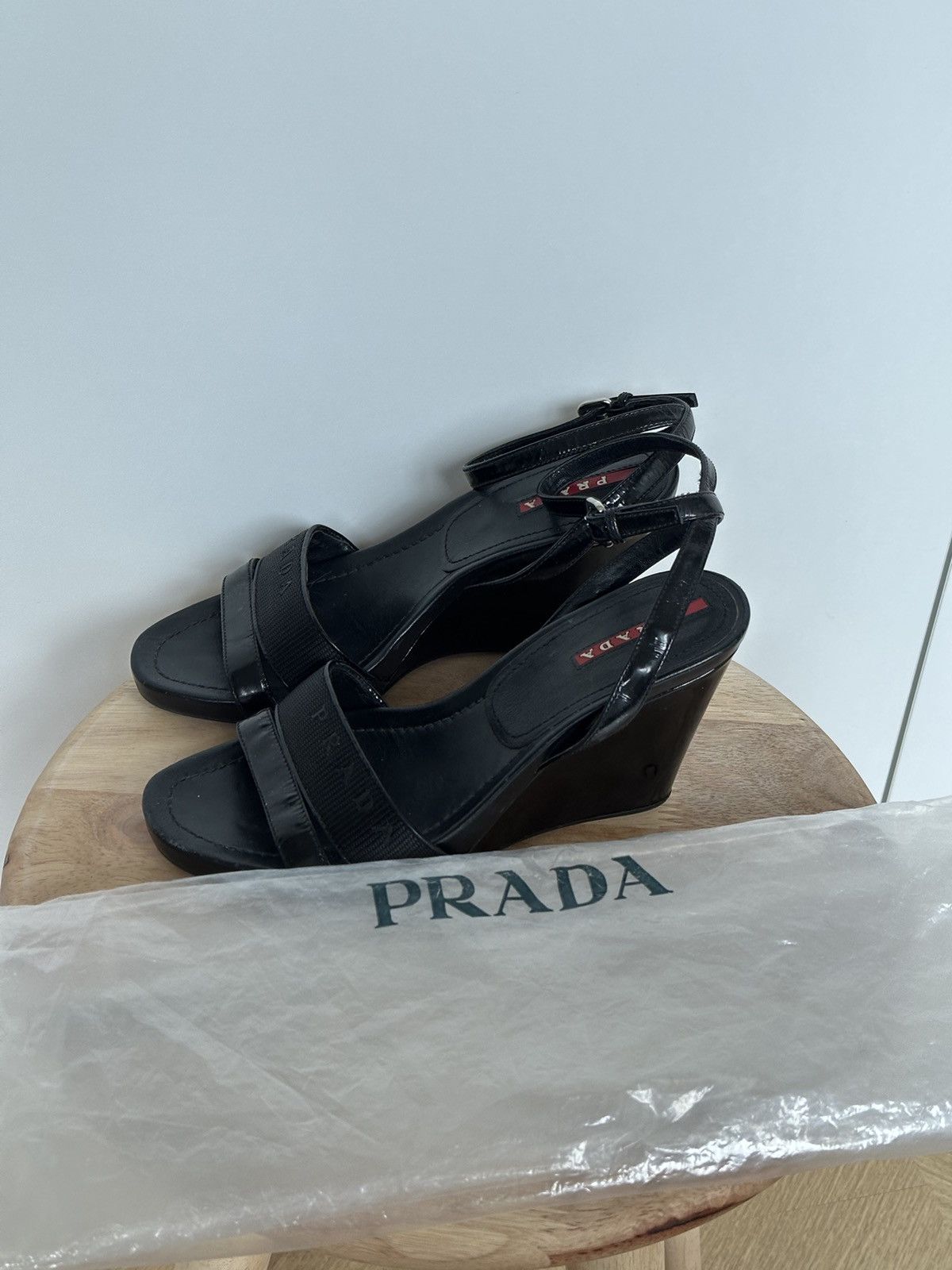 Designer Prada platform wedge sandals Size US 6.5 / IT 36.5 - 7 Thumbnail