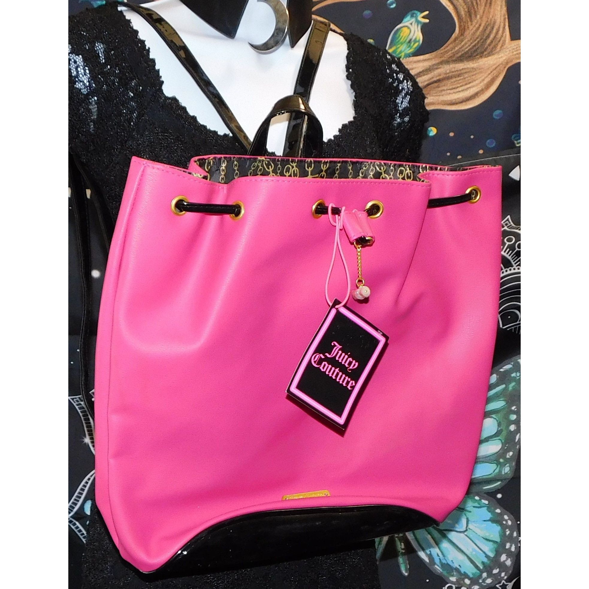 Juicy Couture Juicy Couture Black And Pink Backpack NWT Size ONE SIZE - 1 Thumbnail