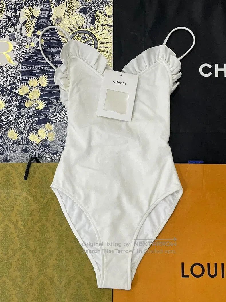 Chanel 23S White CC Swimsuit.