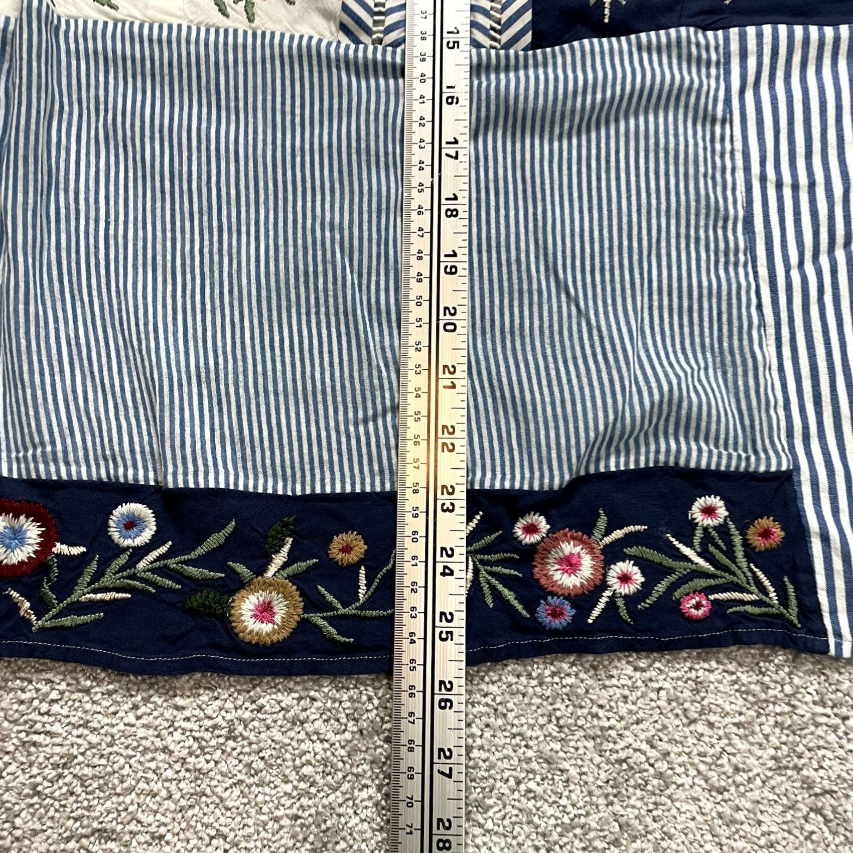Vintage Chico's Womens V-Neck Blouse Blue Striped Floral Embroidered Long Sleeve XL Size XL / US 12-14 / IT 48-50 - 7 Thumbnail