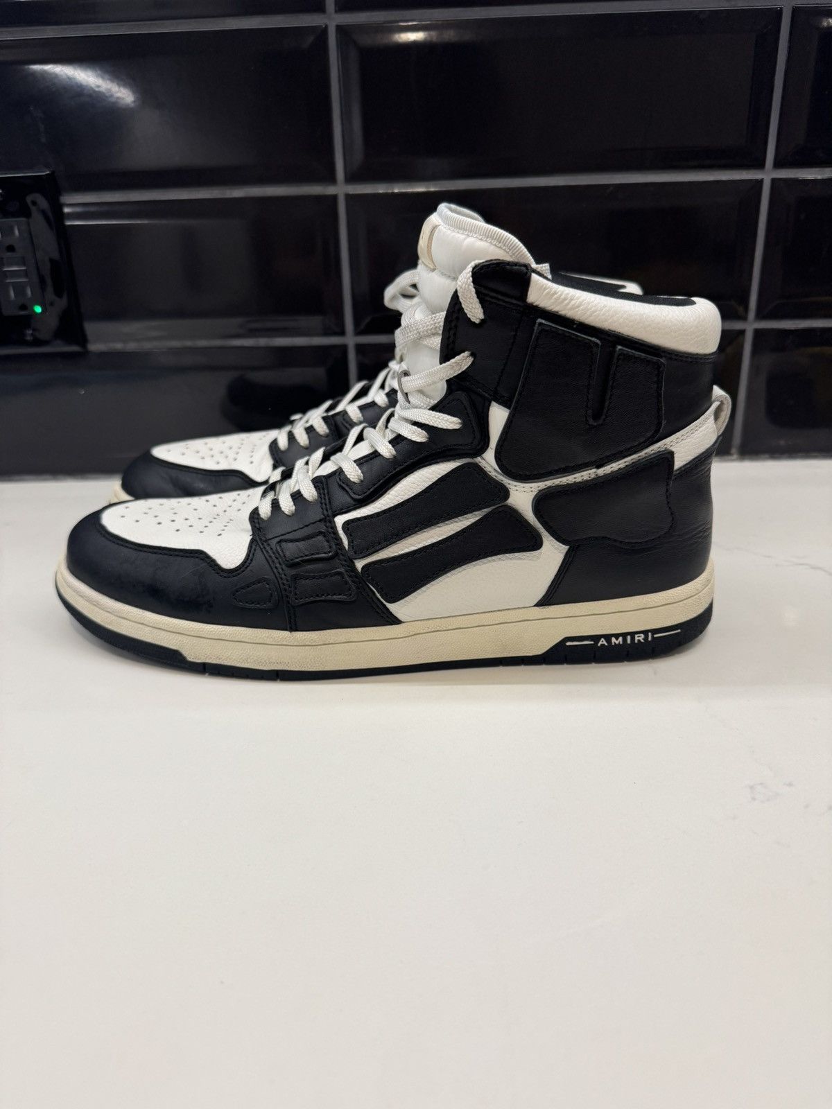Amiri AMIRI Skel Top High Sneakers Black/White – Size 14 Size US 14 / EU 47 - 3 Thumbnail