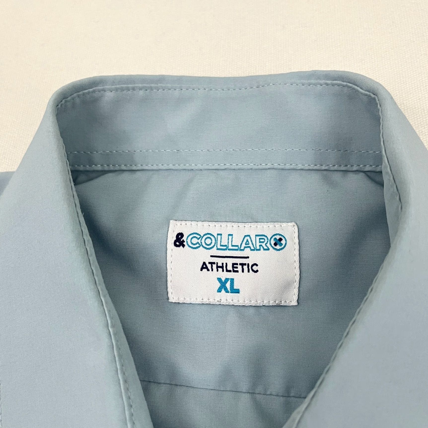Vintage &Collar Shirt Mens XL Athletic Fit Blue Performance Stretch Button Up Casual Size US XL / EU 56 / 4 - 2 Thumbnail